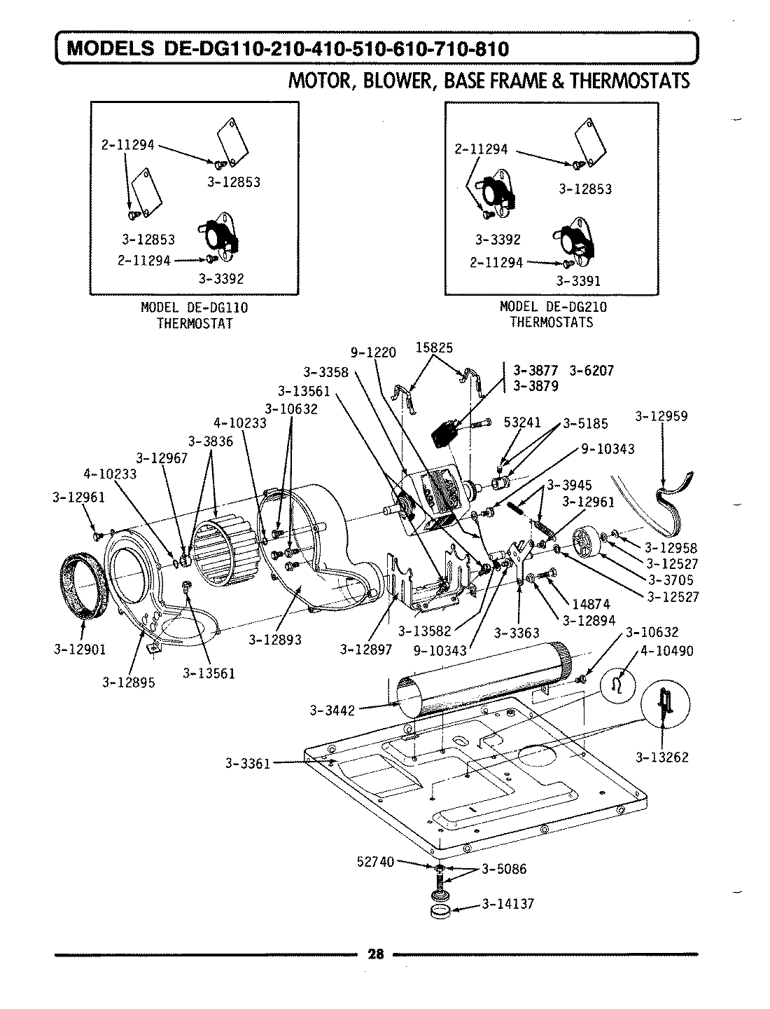 07 - MOTOR, BLOWER, BASE FRAME & THERMOSTATS