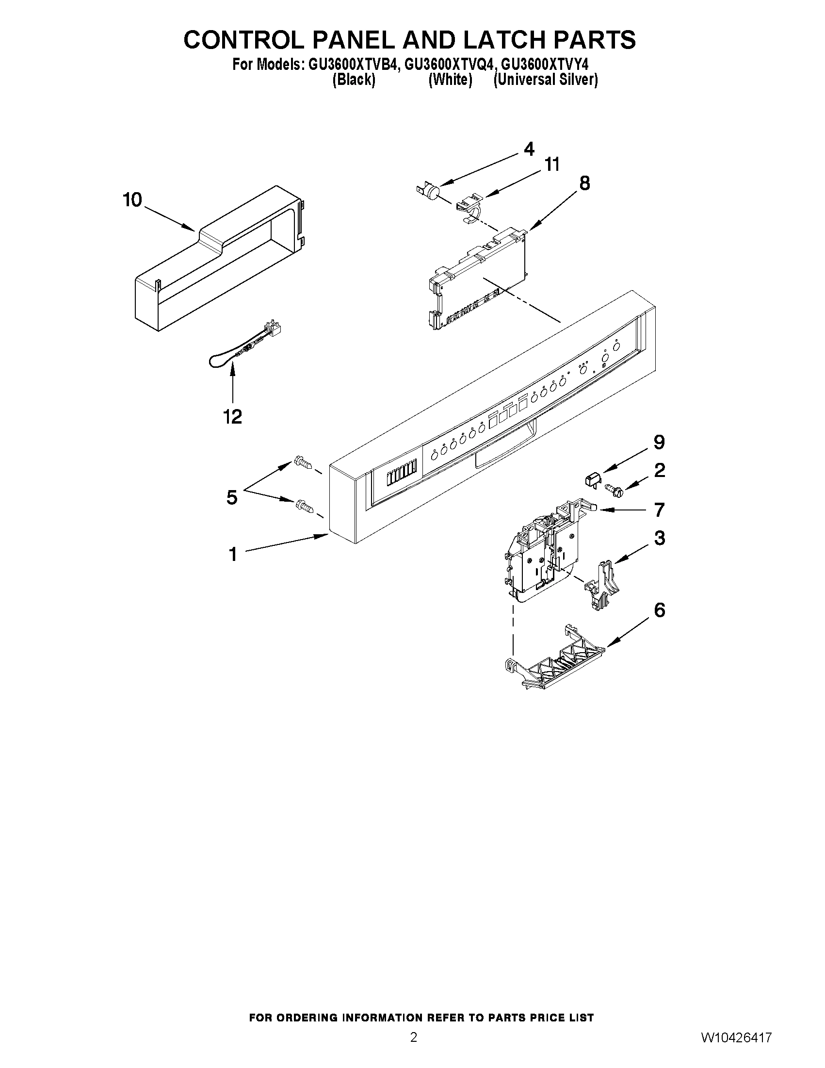 02 - CONTROL PANEL AND LATCH PARTS