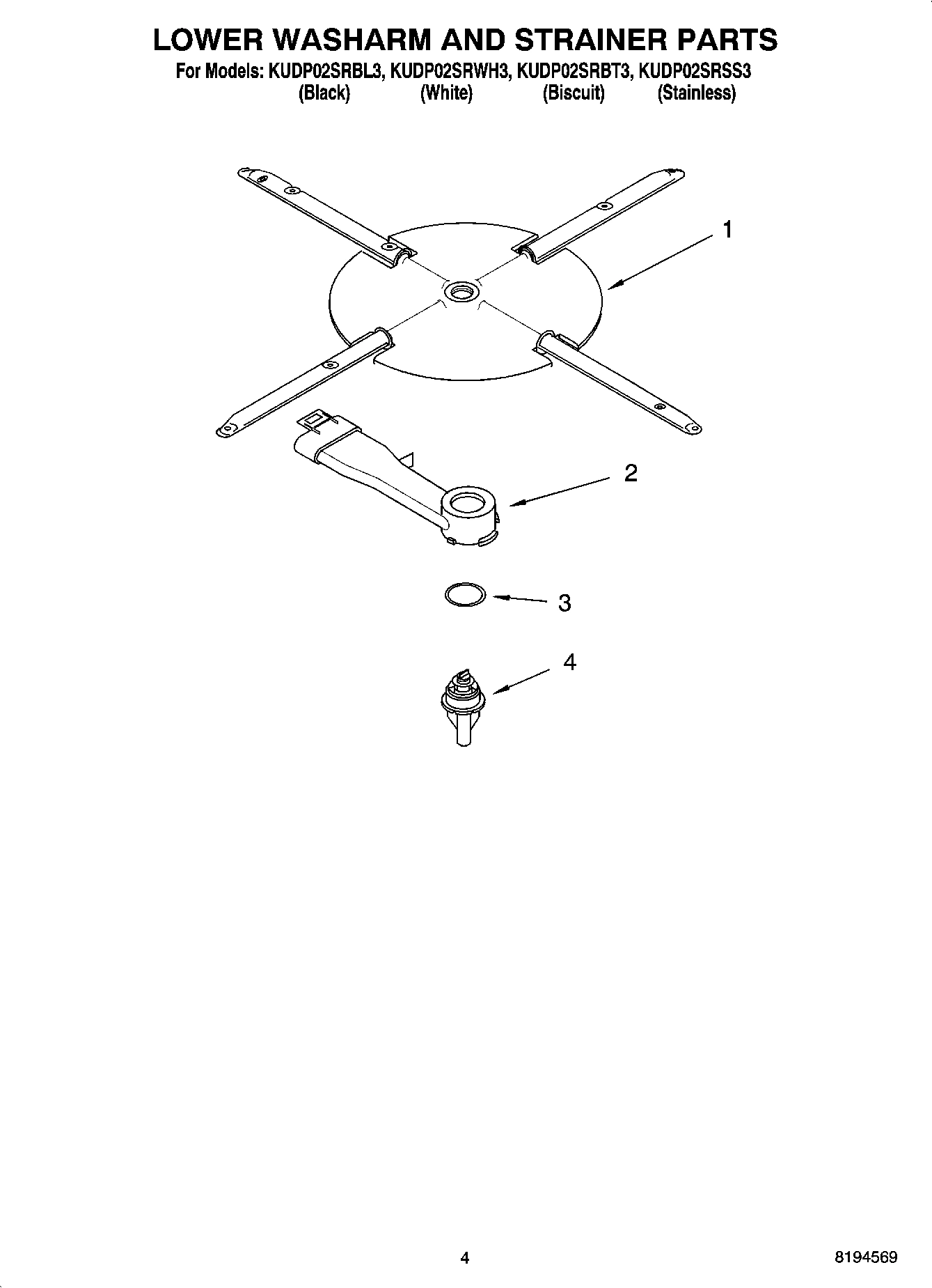 04 - LOWER WASHARM AND STRAINER PARTS