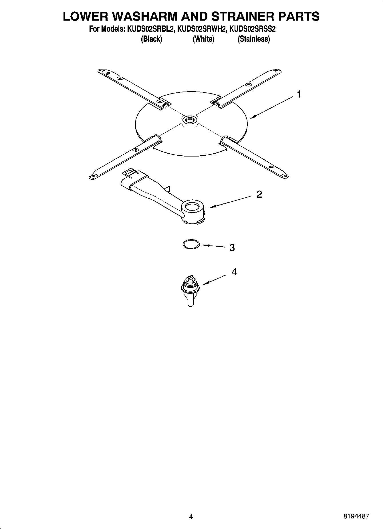04 - LOWER WASHARM AND STRAINER PARTS
