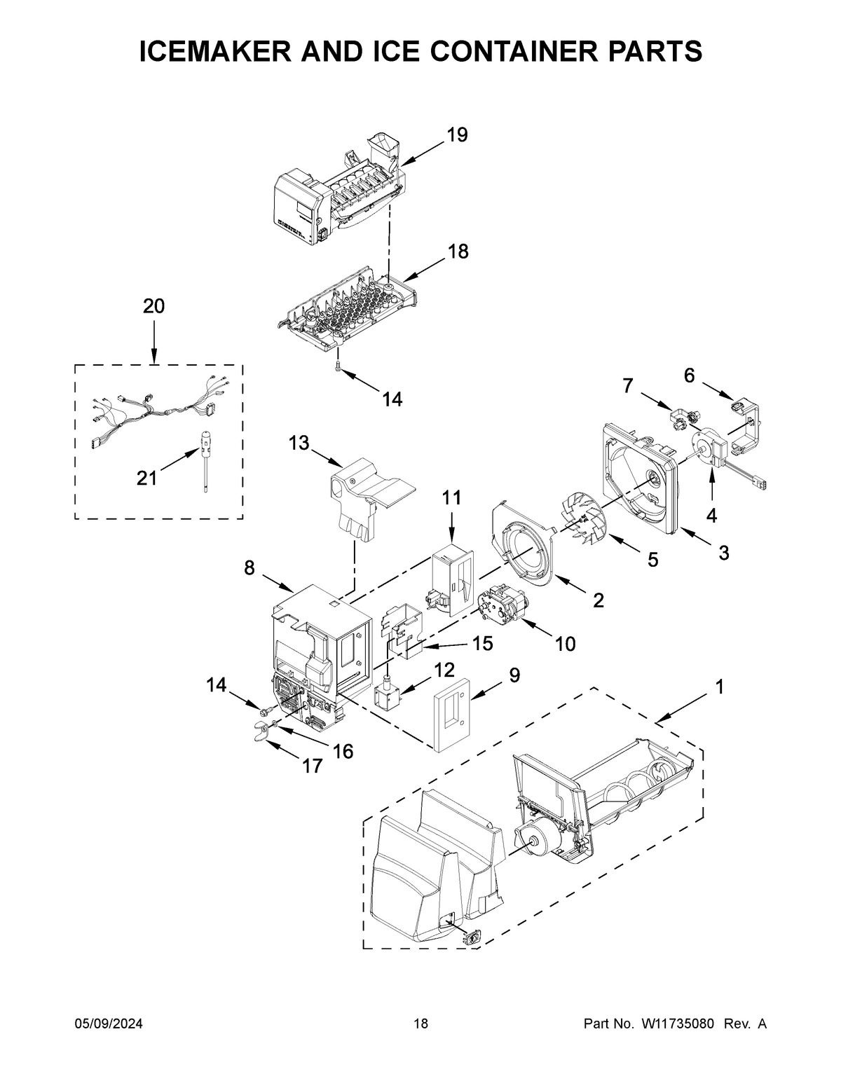 10 - ICEMAKER AND ICE CONTAINER PARTS