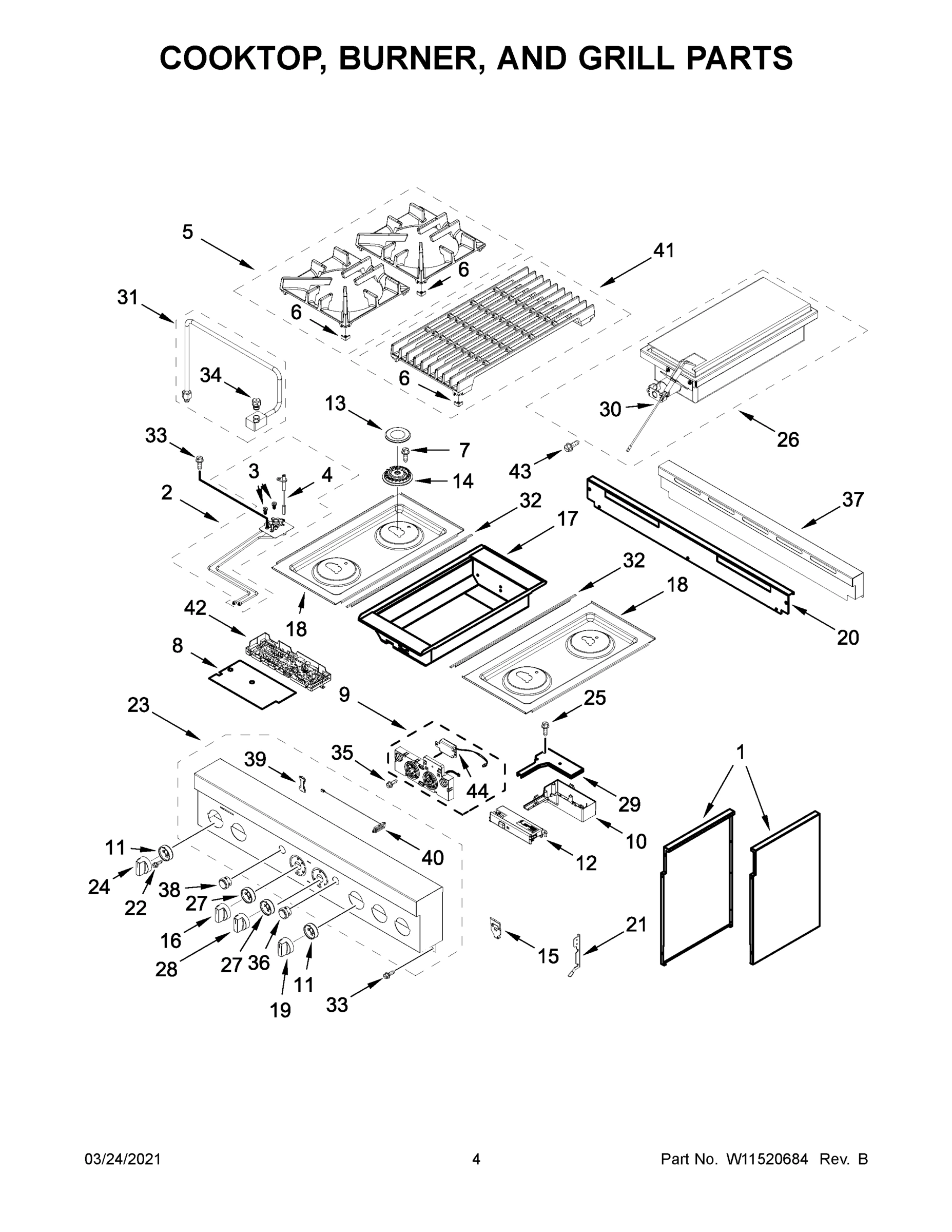 03 - COOKTOP, BURNER, AND GRILL PARTS
