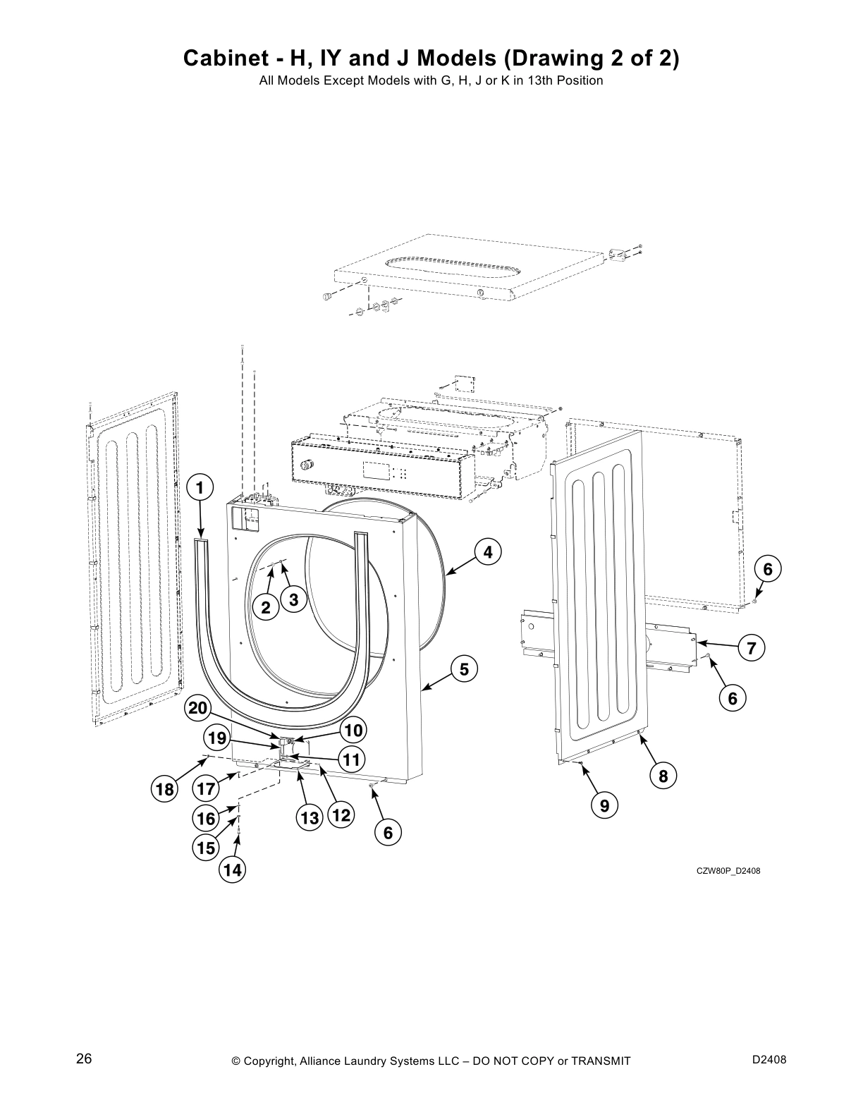 Cabinet - H, IY and J Models (Drawing 2 of 2)