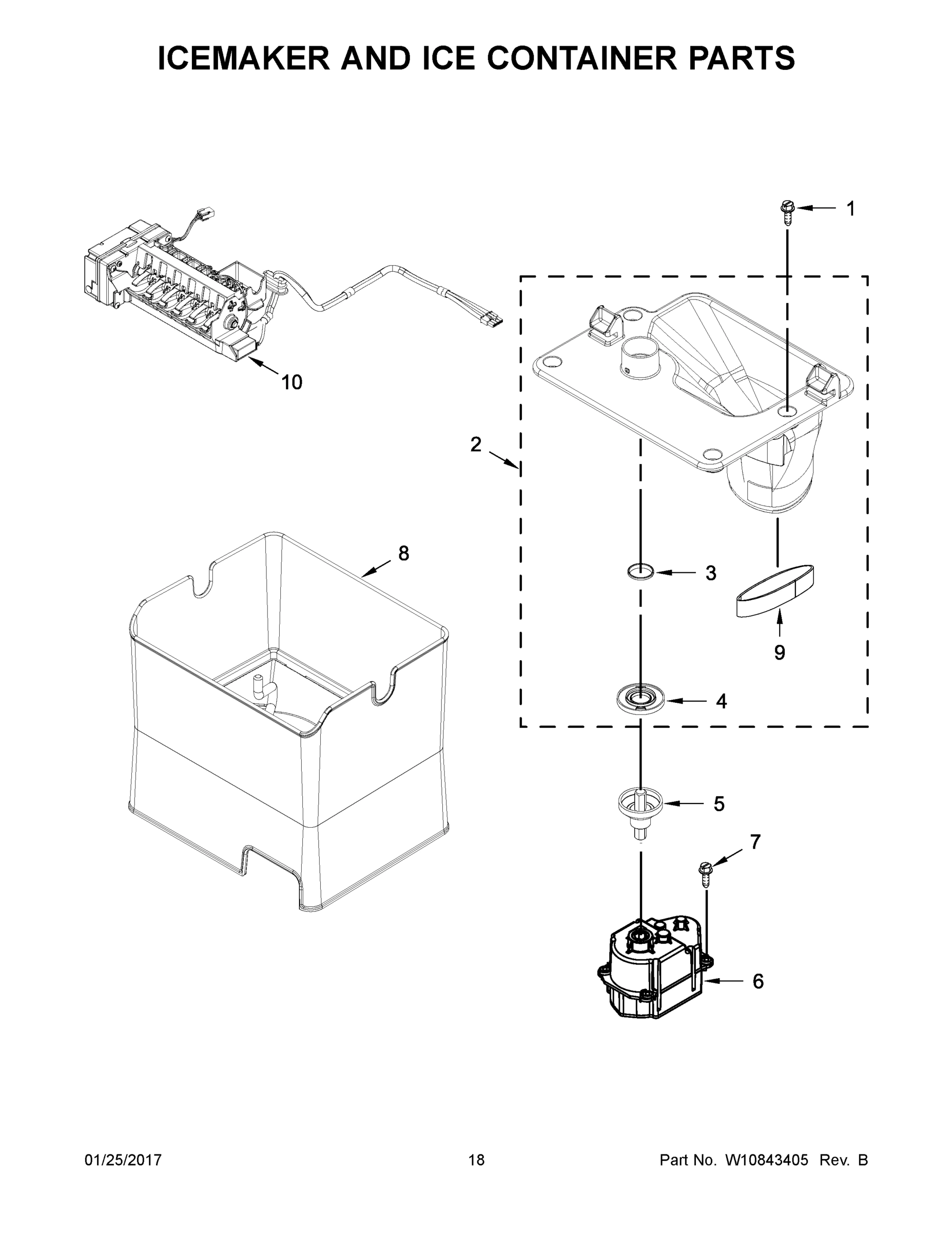 10 - ICEMAKER AND ICE CONTAINER PARTS