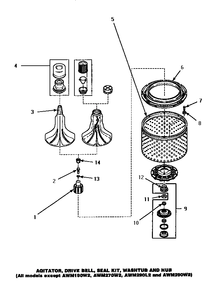 04 - AGITATOR/DRIVE BELL/SEAL KIT/TUB & HUB