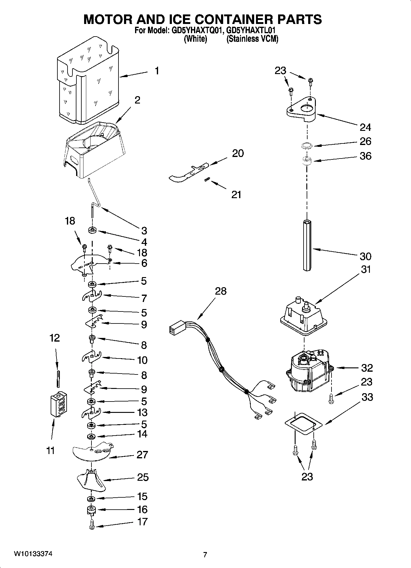 05 - MOTOR AND ICE CONTAINER PARTS