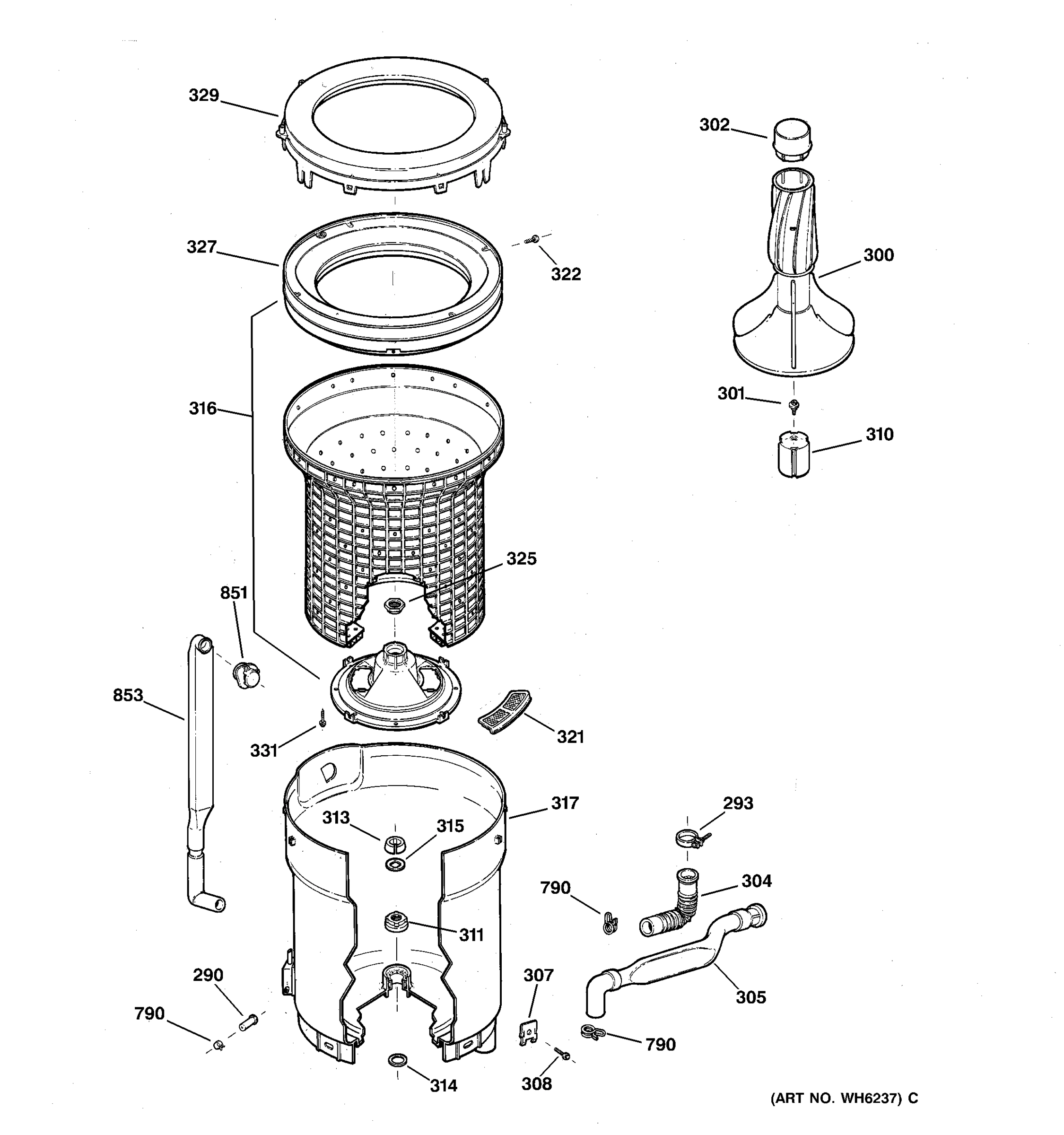 TUB, BASKET & AGITATOR