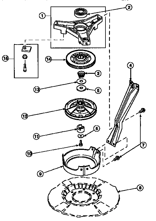 04 - BRG HSG/BRAKE PULLEY & PIVOT DOME