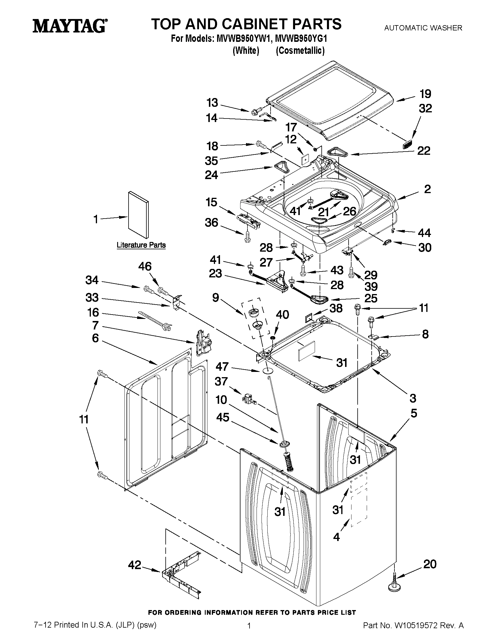 01 - TOP AND CABINET PARTS