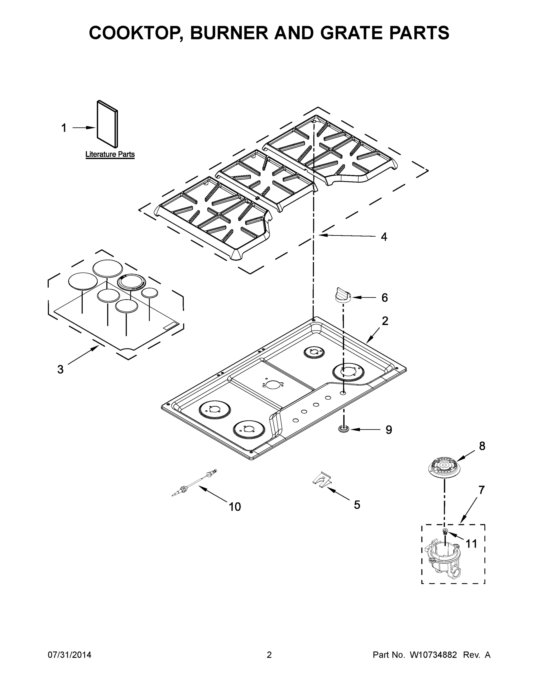 02 - COOKTOP, BURNER AND GRATE PARTS