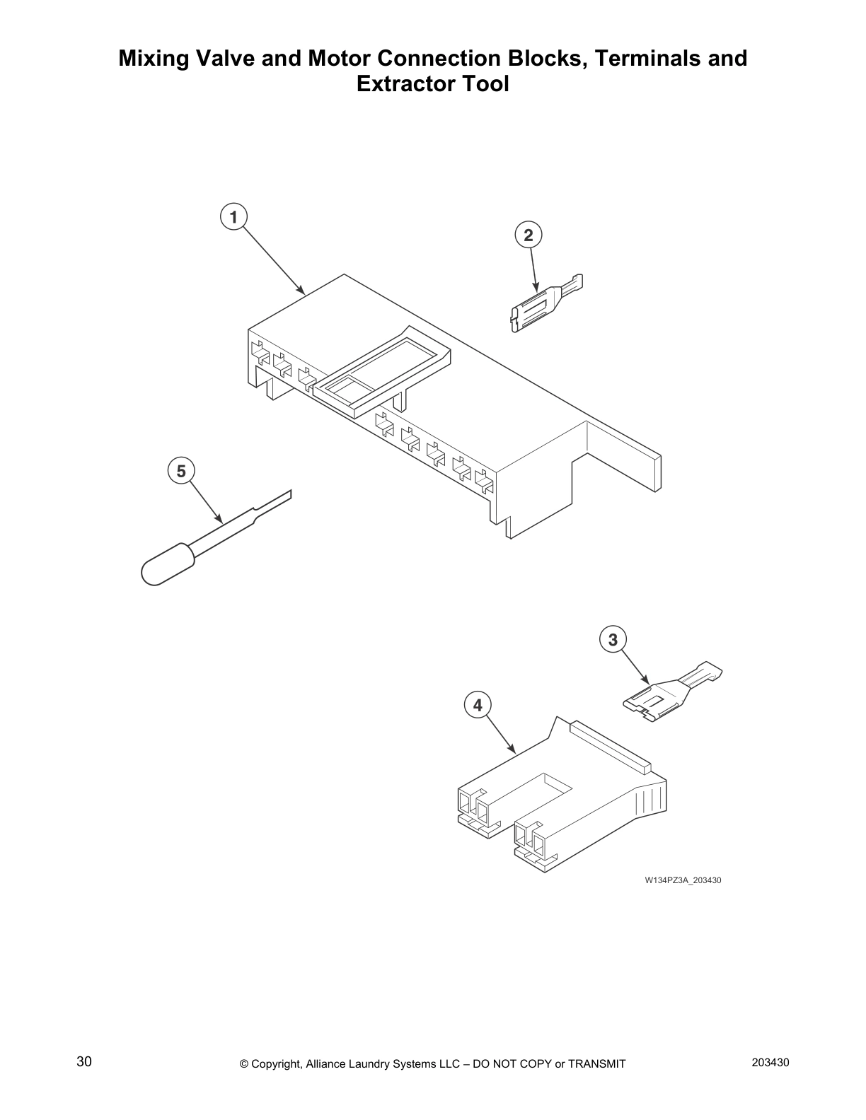 Mixing Valve and Motor Connection Blocks, Terminals and
Extractor Tool