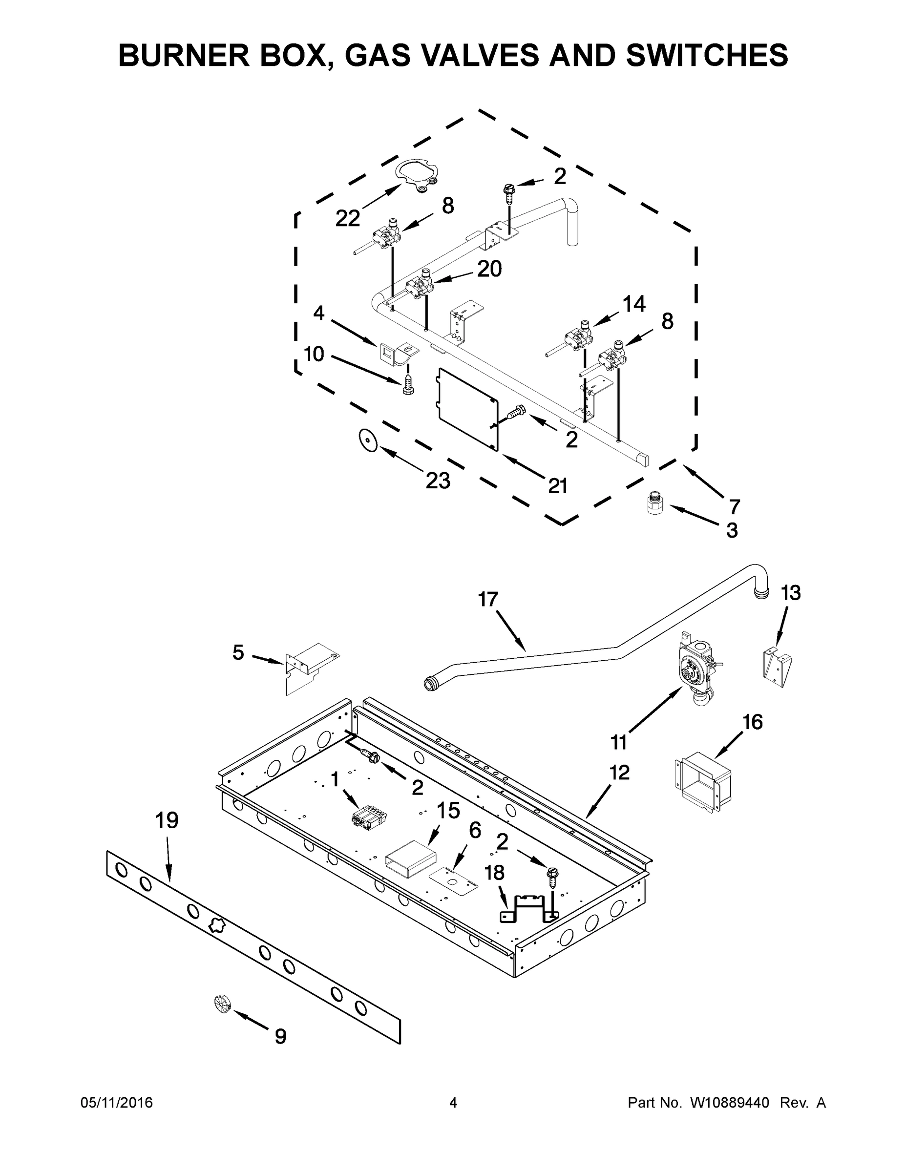 03 - BURNER BOX, GAS VALVES AND SWITCHES