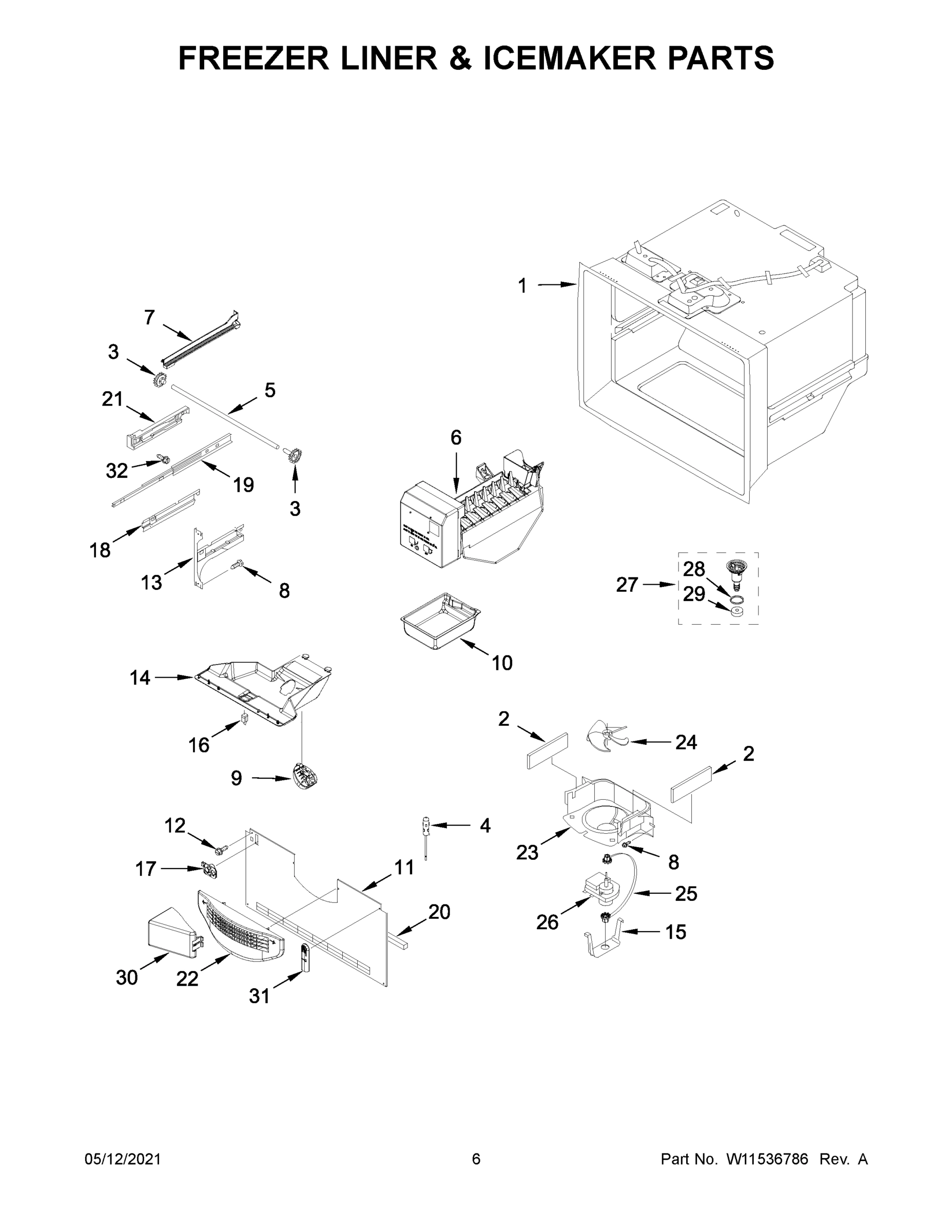 04 - FREEZER LINER & ICEMAKER PARTS
