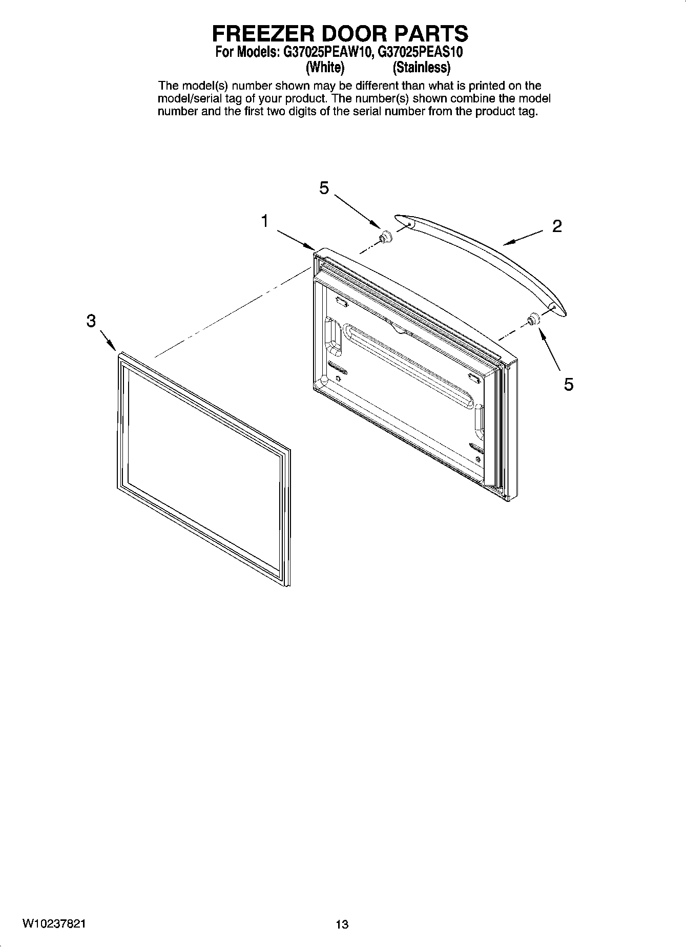 07 - FREEZER DOOR PARTS, OPTIONAL PARTS (NOT INCLUDED)