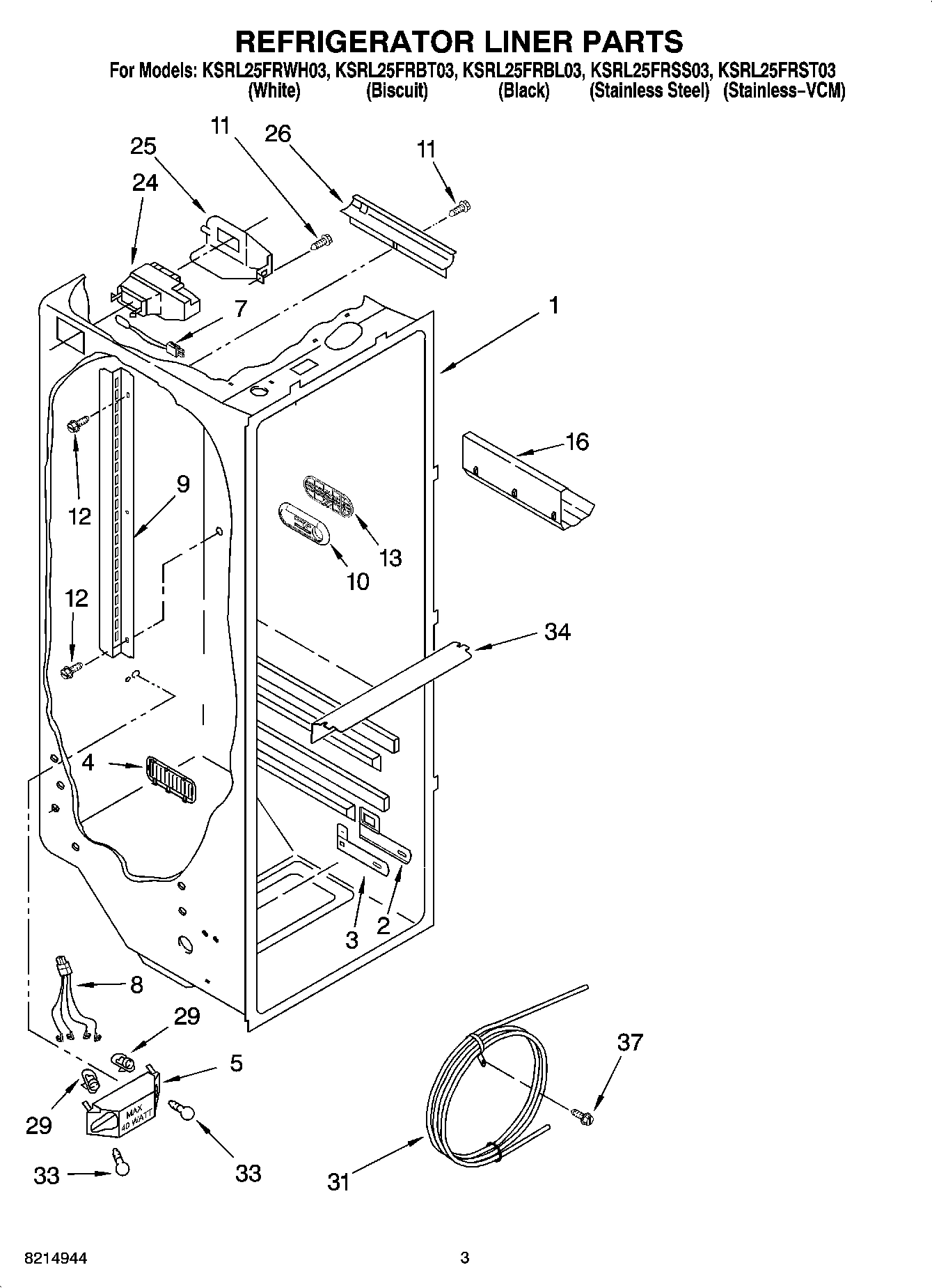 02 - REFRIGERATOR LINER PARTS