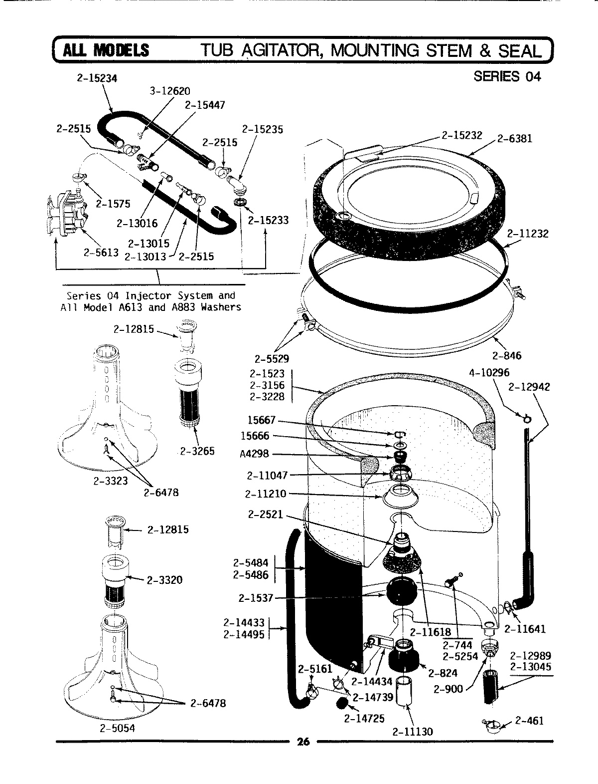 09 - TUB, AGITATOR, MTG. STEM & SEAL (SER 04)