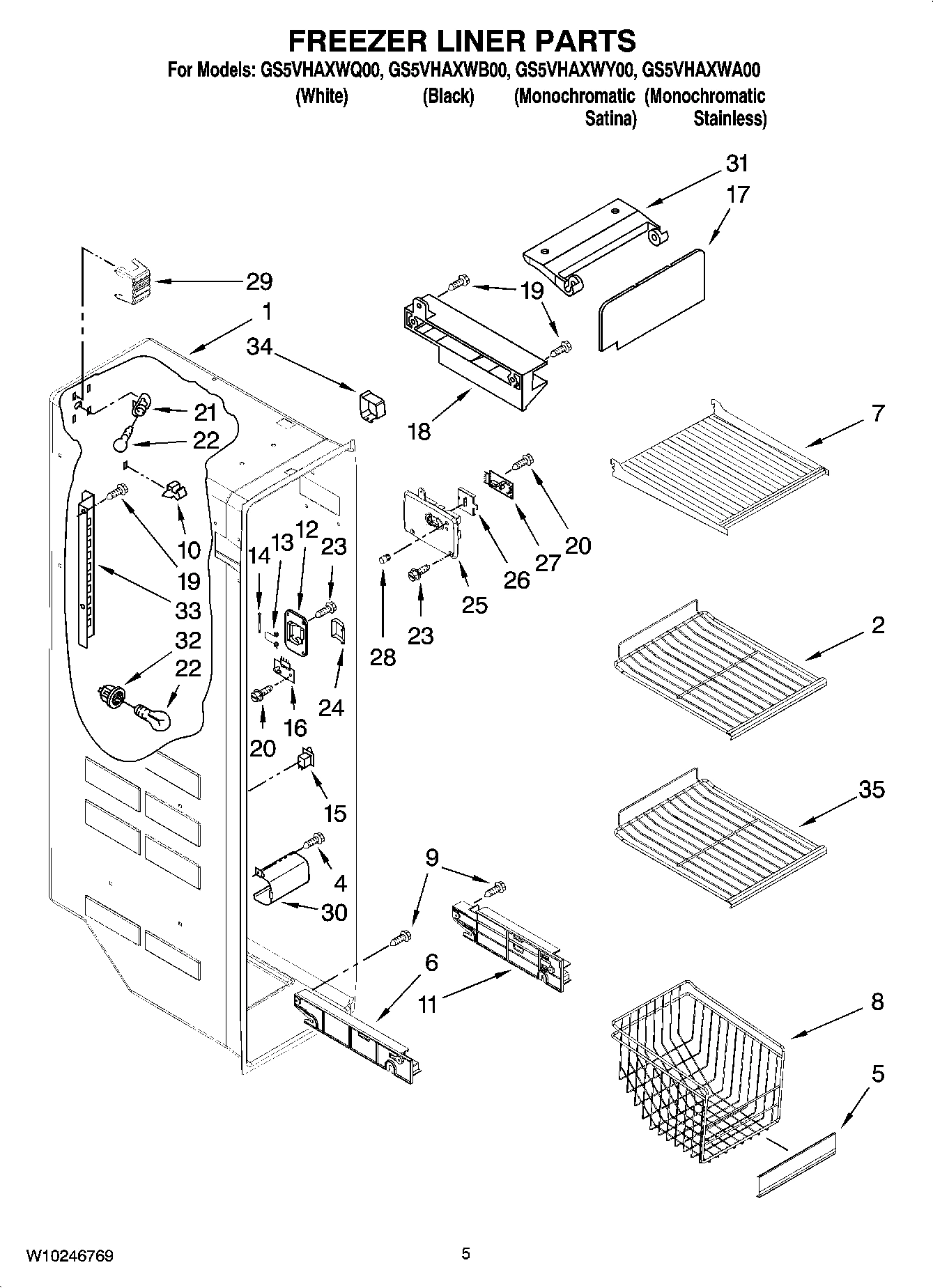 04 - FREEZER LINER PARTS