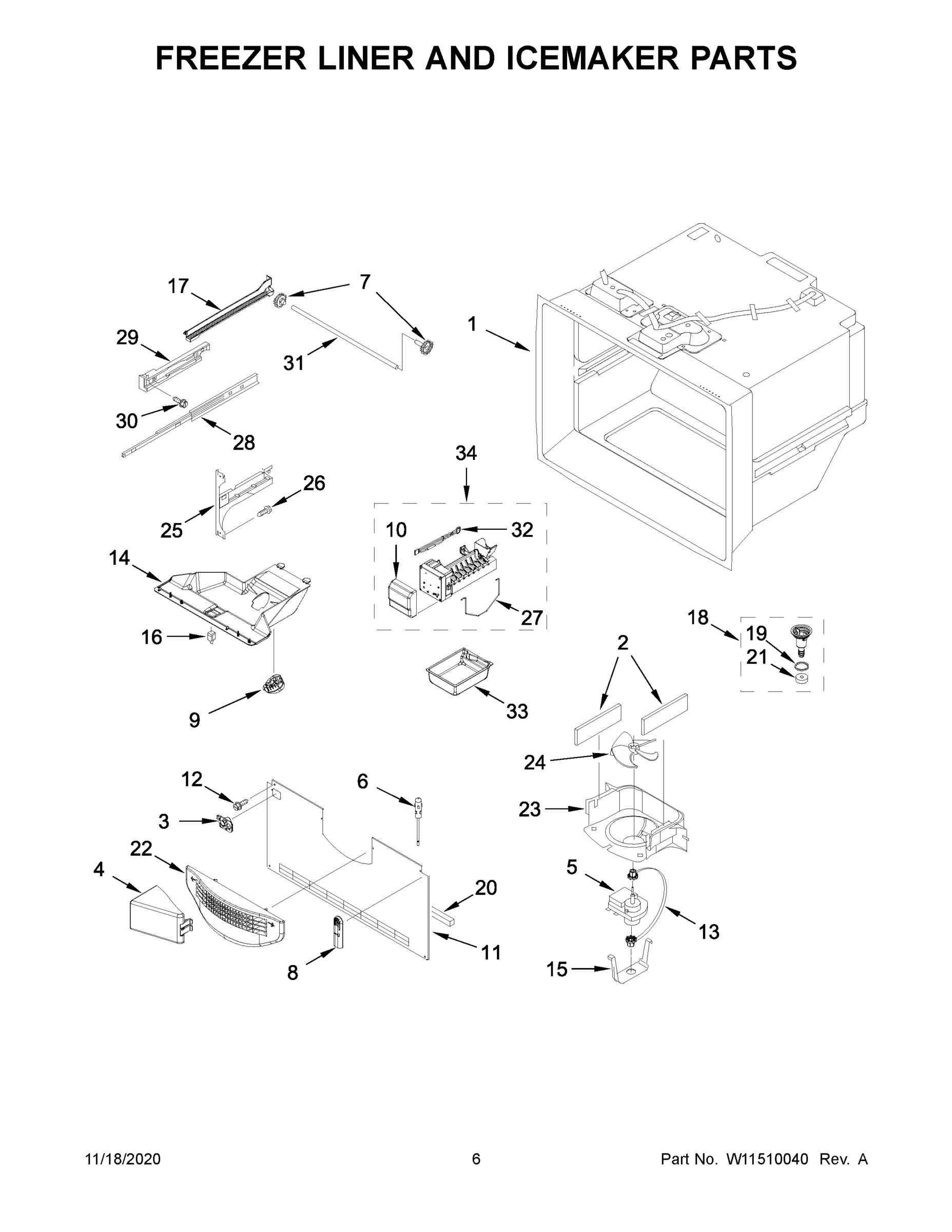 04 - FREEZER LINER AND ICEMAKER PARTS