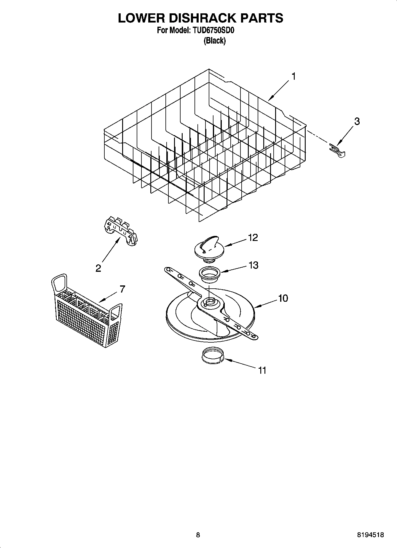06 - LOWER DISHRACK PARTS, OPTIONAL PARTS (NOT INCLUDED)
