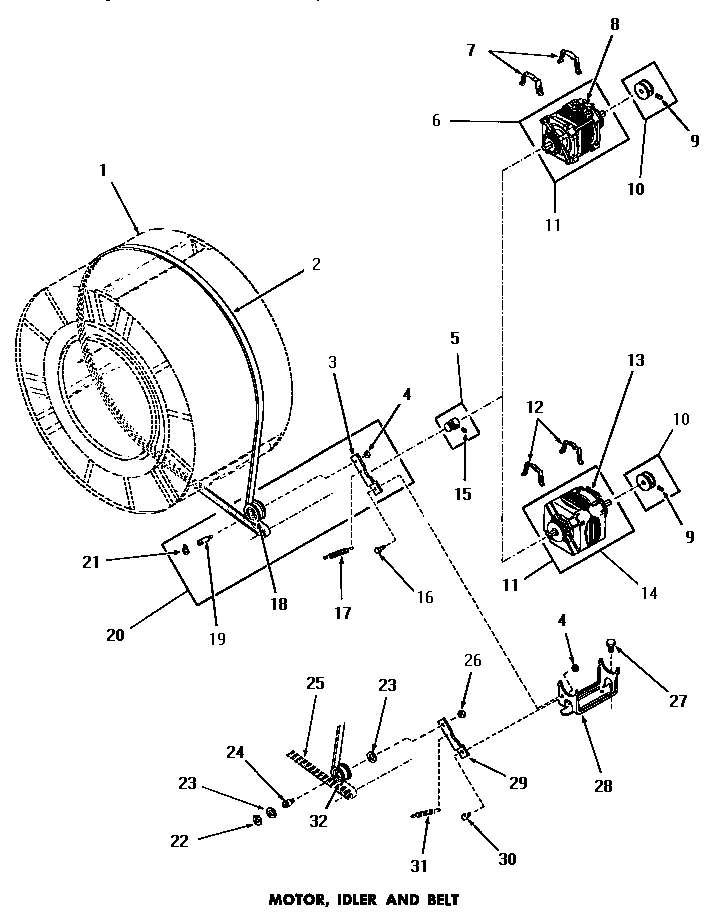 16 - MOTOR, IDLER & BELT