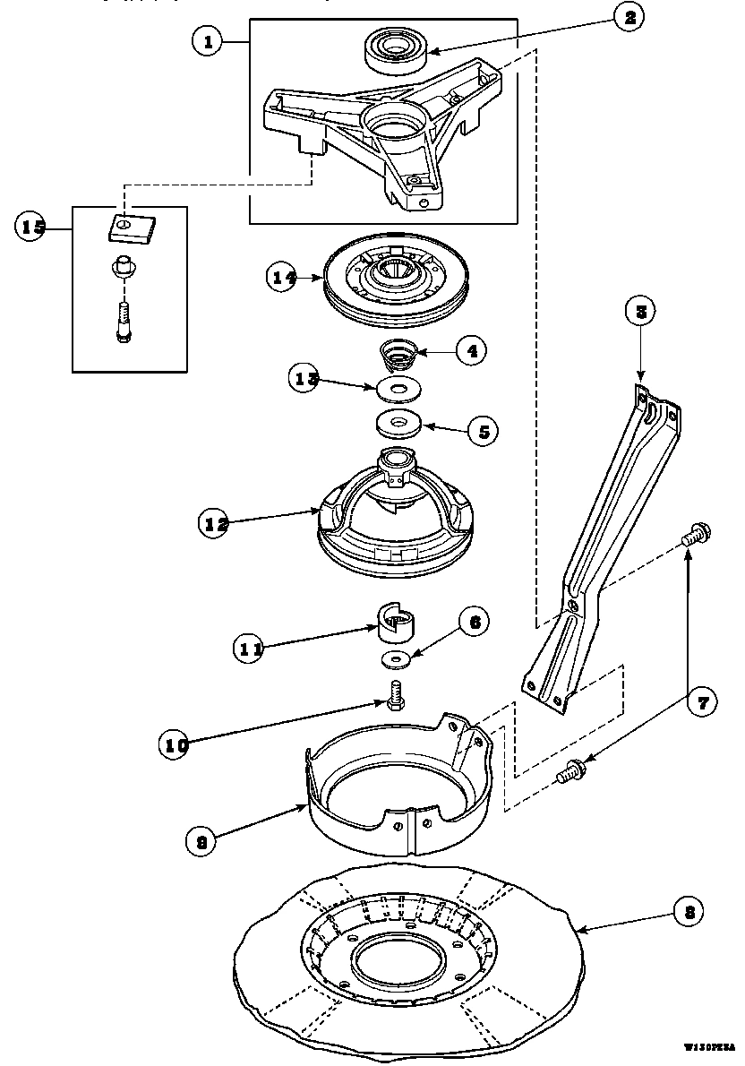 04 - BRG HSG/BRAKE/PULLEY & PIVOT DOME
