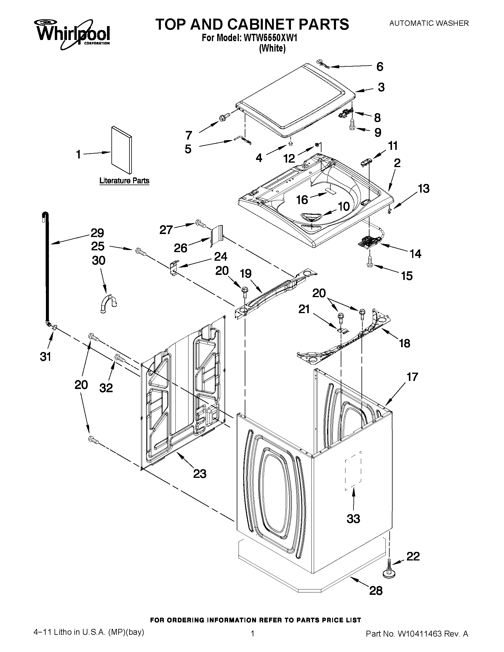 01 - TOP AND CABINET PARTS