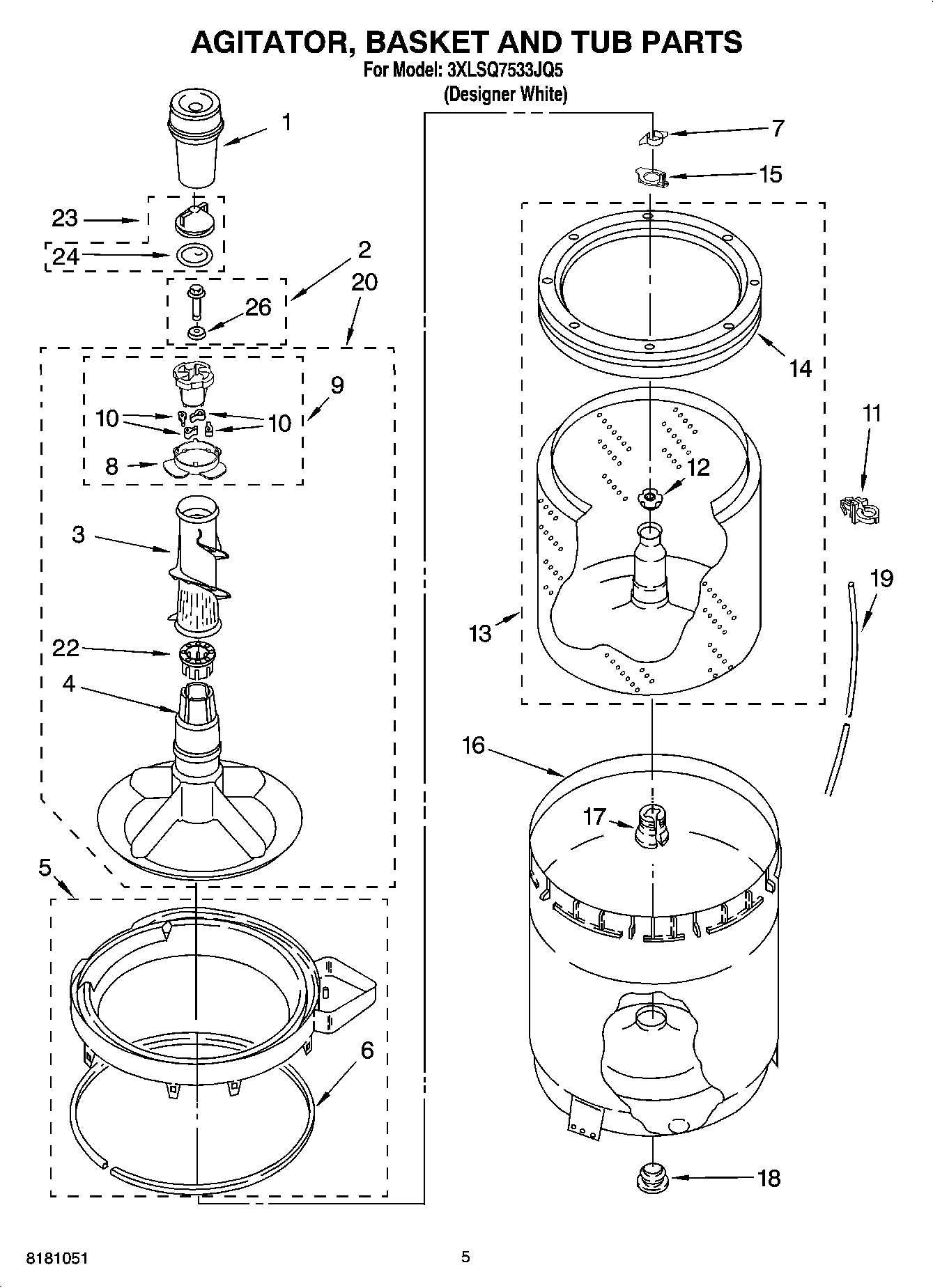 03 - AGITATOR, BASKET AND TUB PARTS