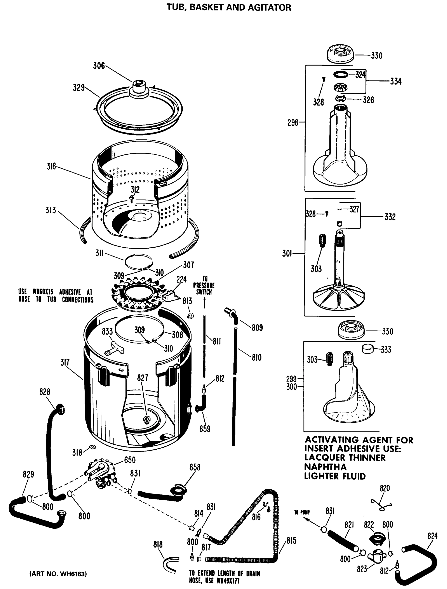 TUB, BASKET AND AGITATOR