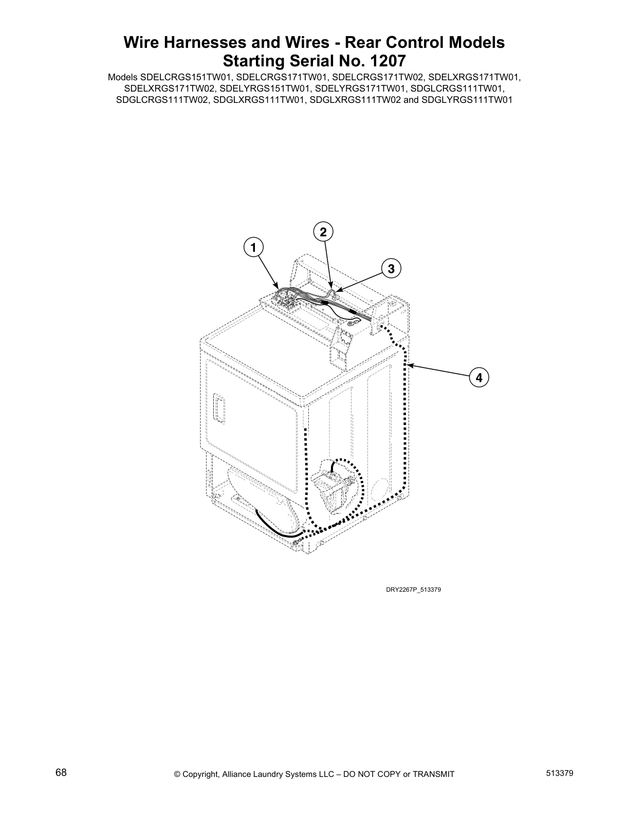 Wire Harnesses and Wires - Rear Control Models
Starting Serial No. 1207