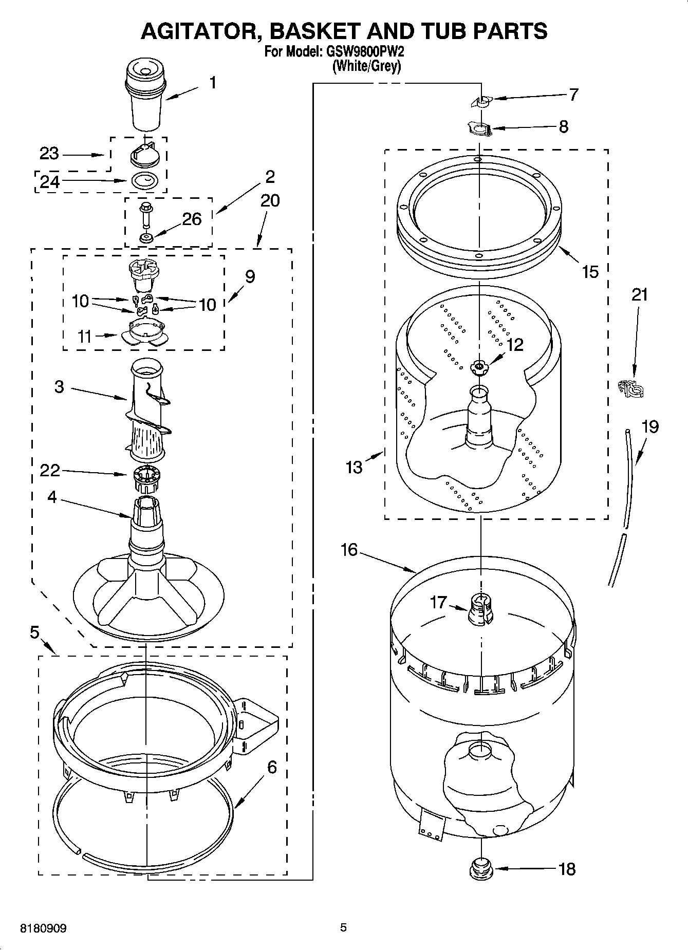 03 - AGITATOR, BASKET AND TUB PARTS