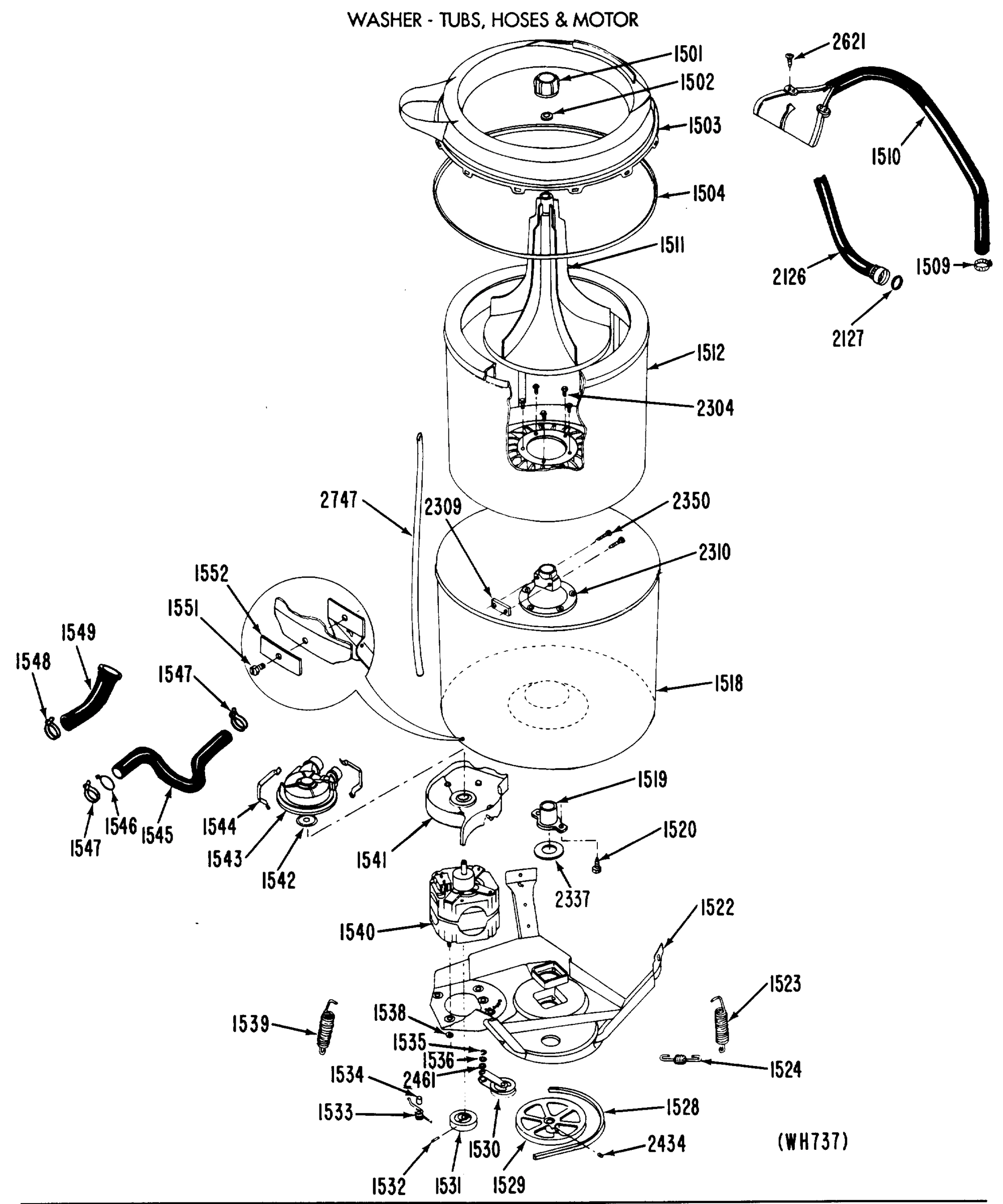 WASHER-TUBS, HOSES & MOTOR