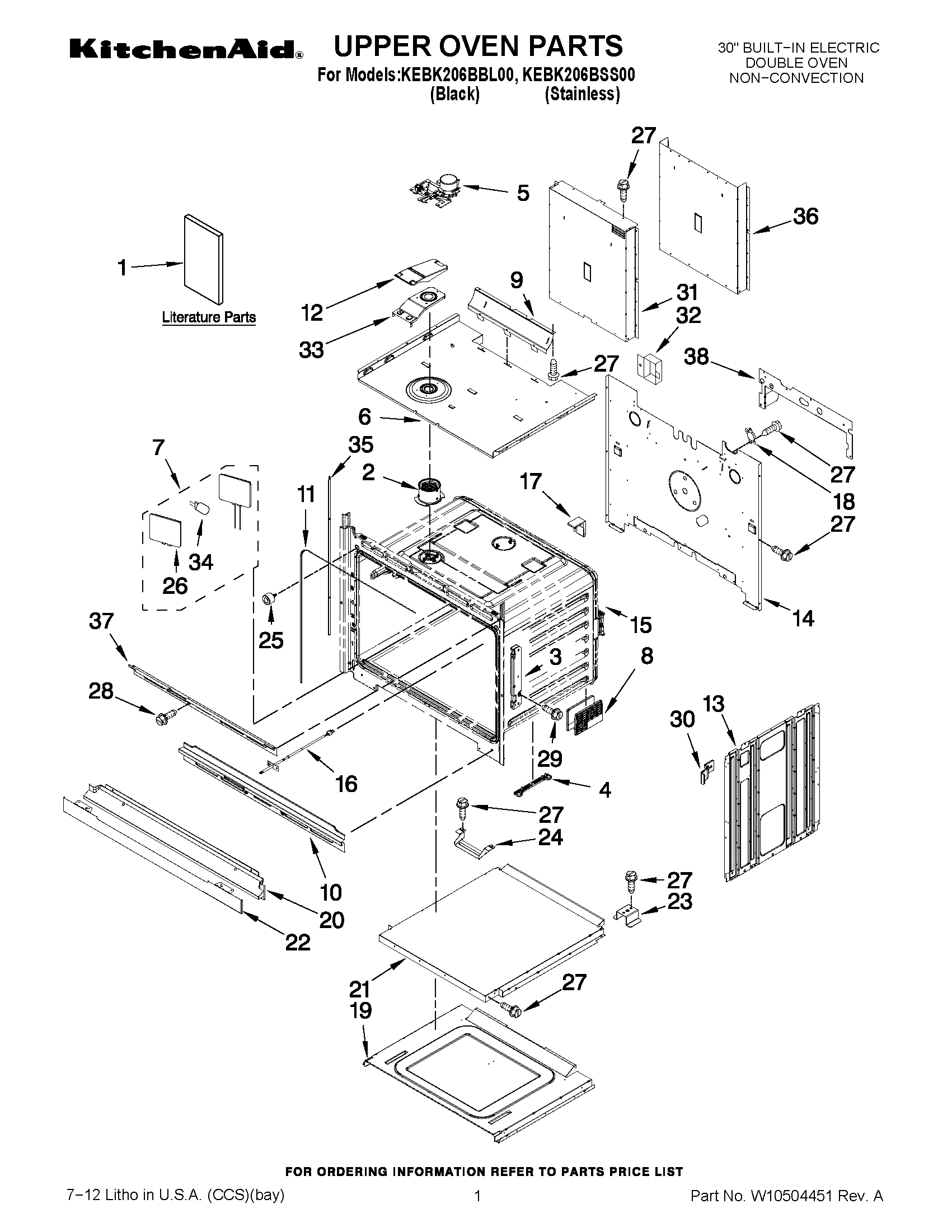 01 - UPPER OVEN PARTS