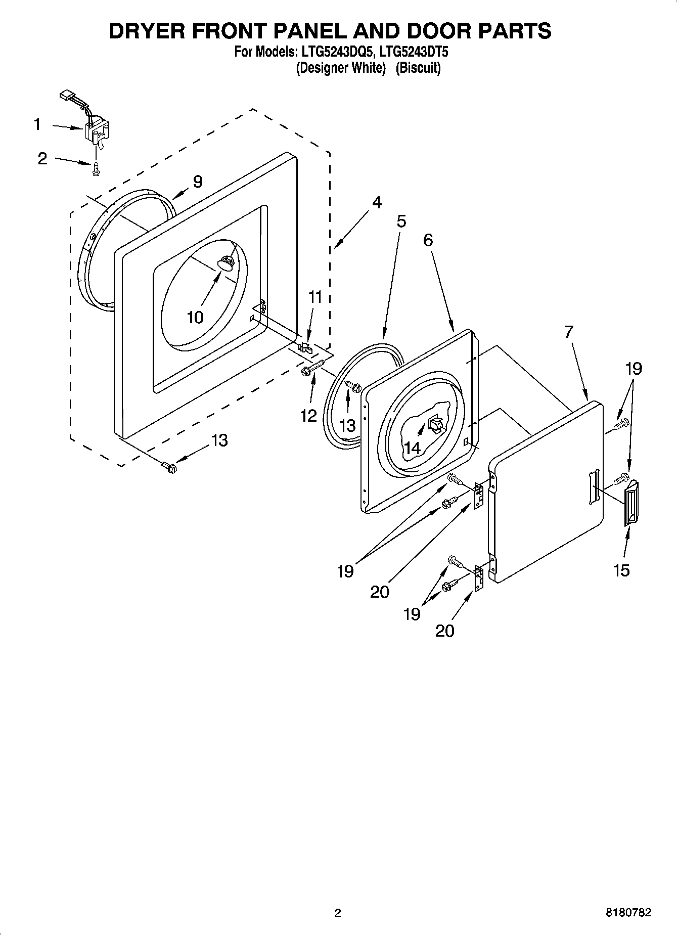 02 - DRYER FRONT PANEL AND DOOR PARTS