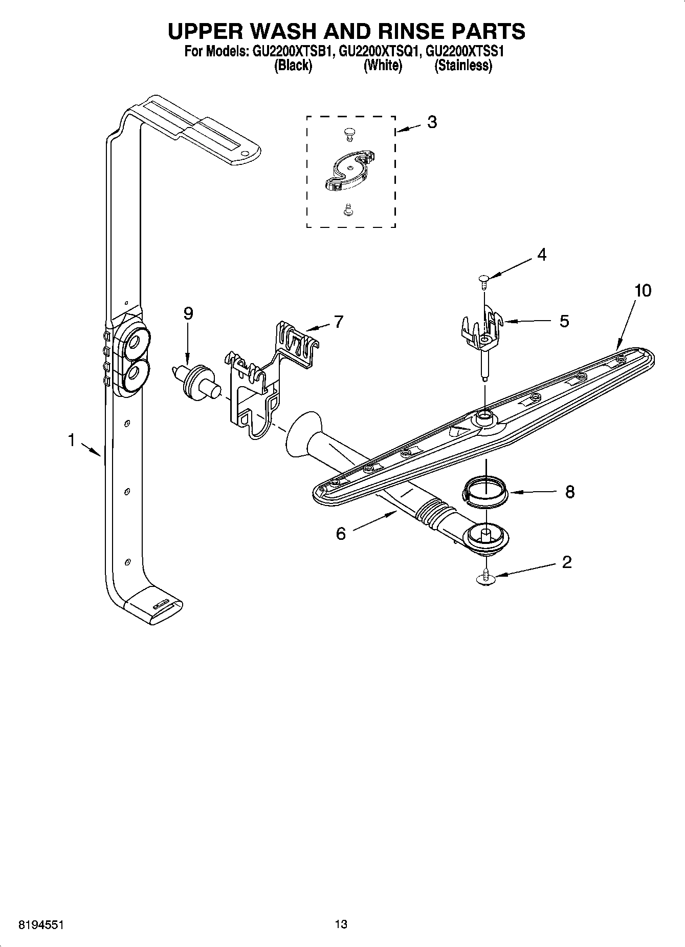 10 - UPPER WASH AND RINSE PARTS