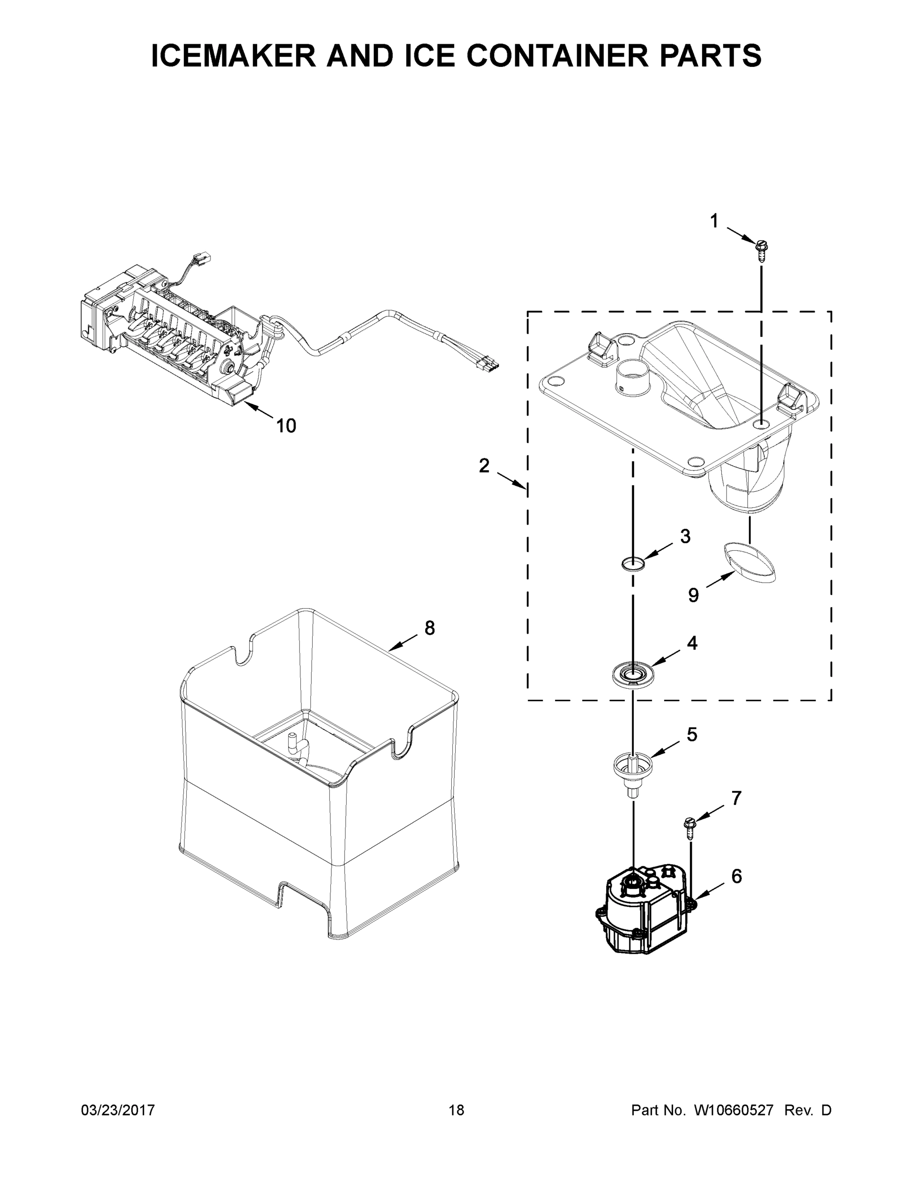 10 - ICEMAKER AND ICE CONTAINER PARTS