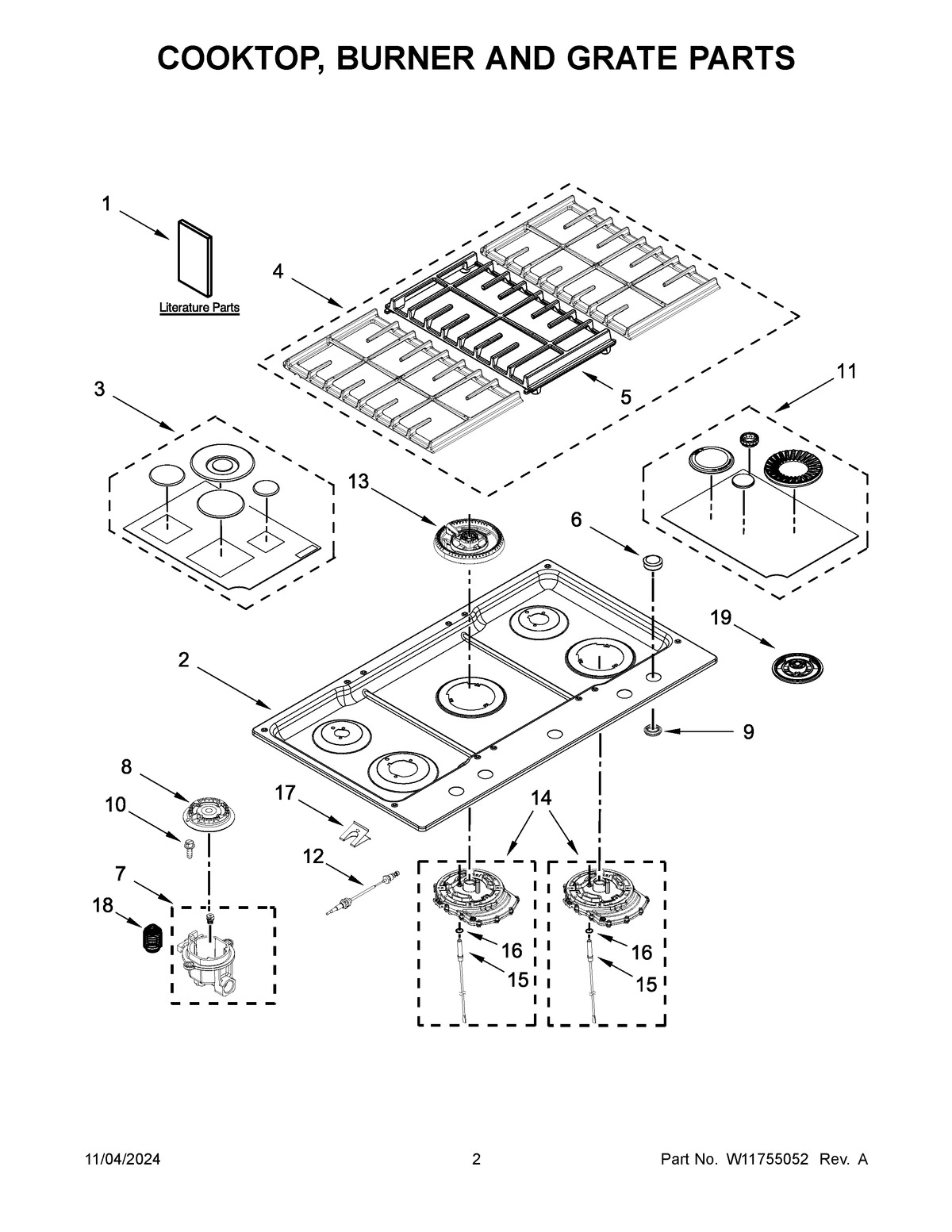 02 - COOKTOP, BURNER AND GRATE PARTS