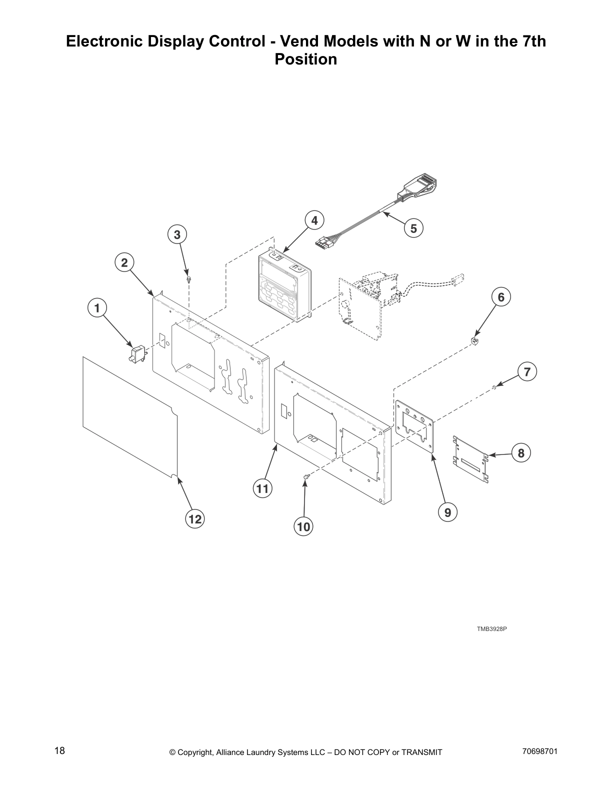 Electronic Display Control - Vend Models with N or W in the 7th
Position