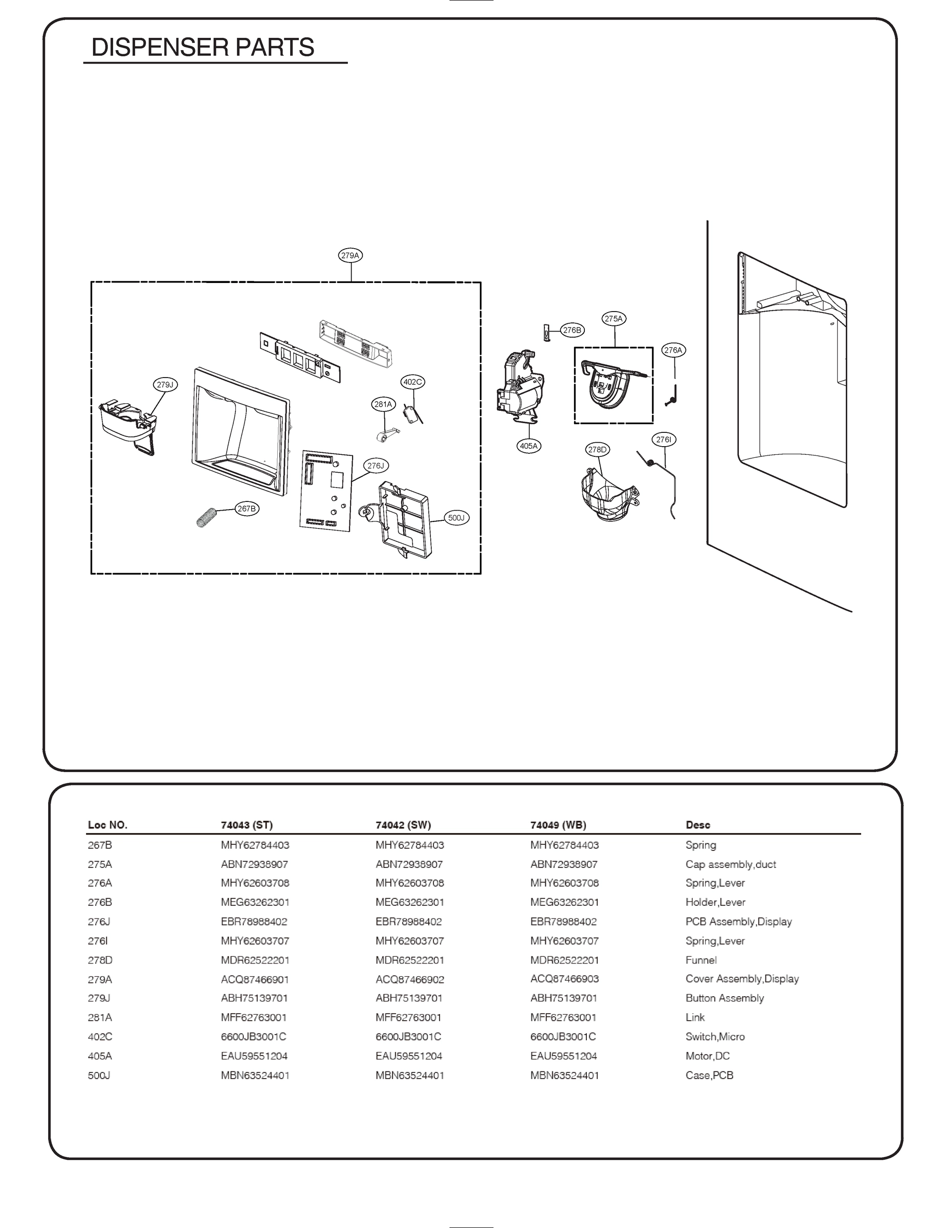 DISPENSER PARTS
