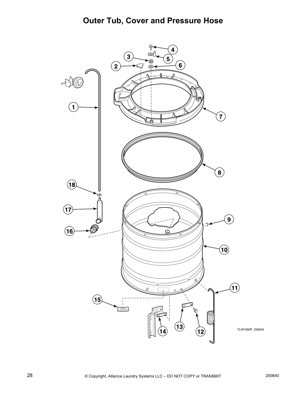 Outer Tub, Cover and Pressure Hose