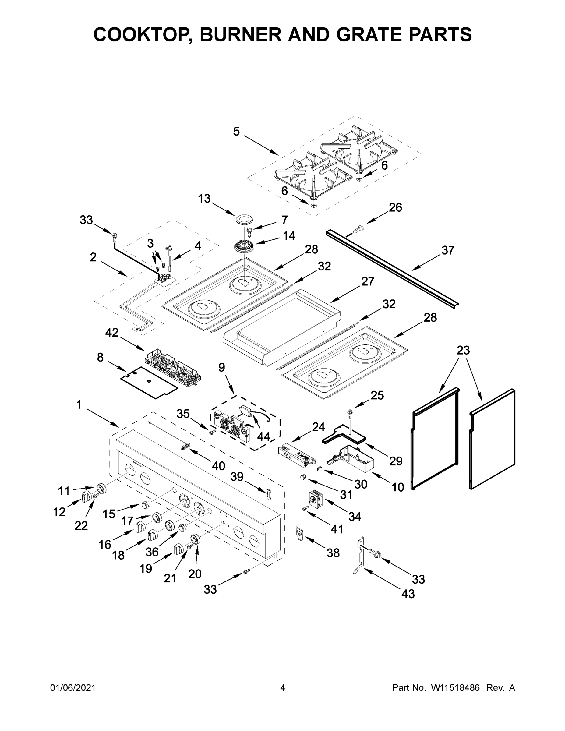 03 - COOKTOP, BURNER AND GRATE PARTS
