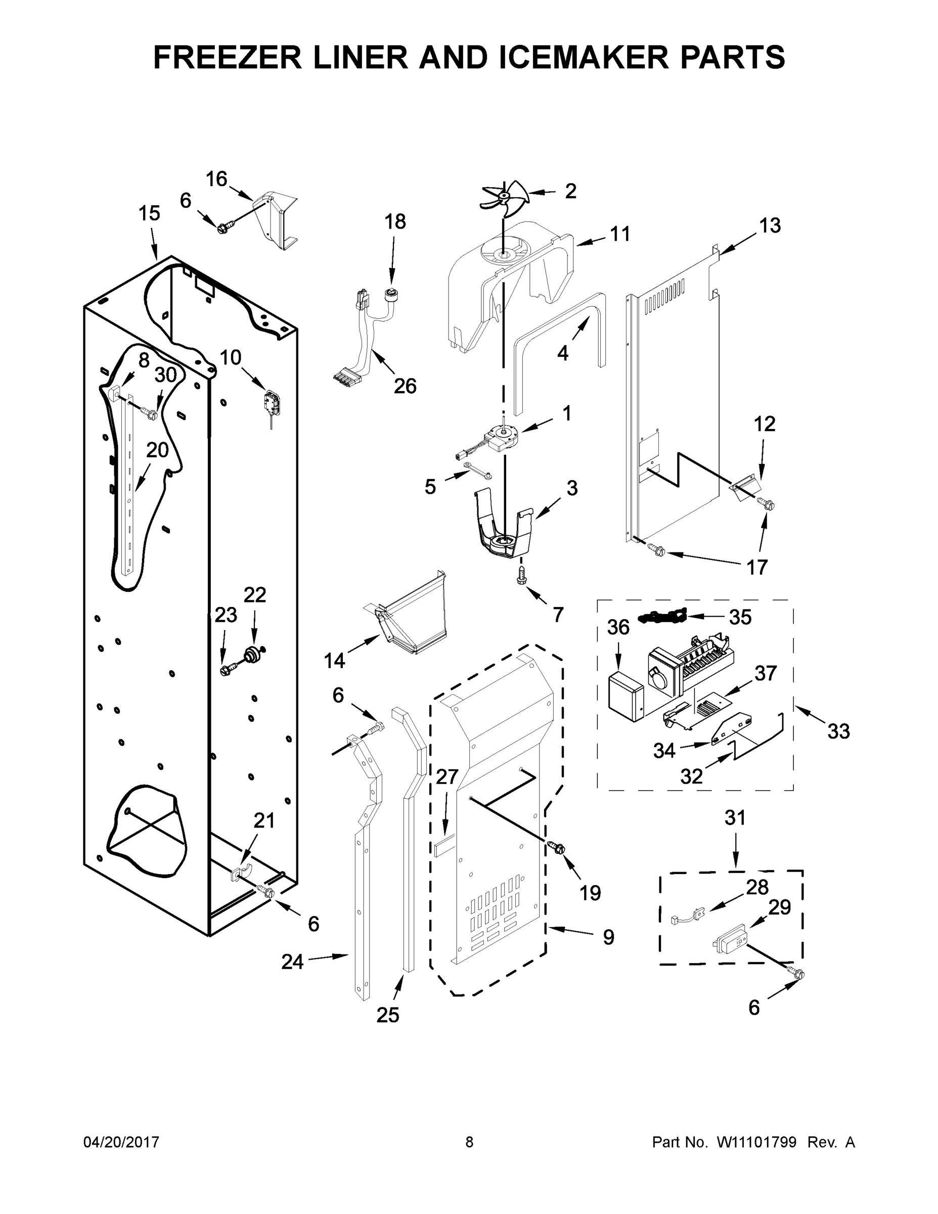 05 - FREEZER LINER AND ICEMAKER PARTS