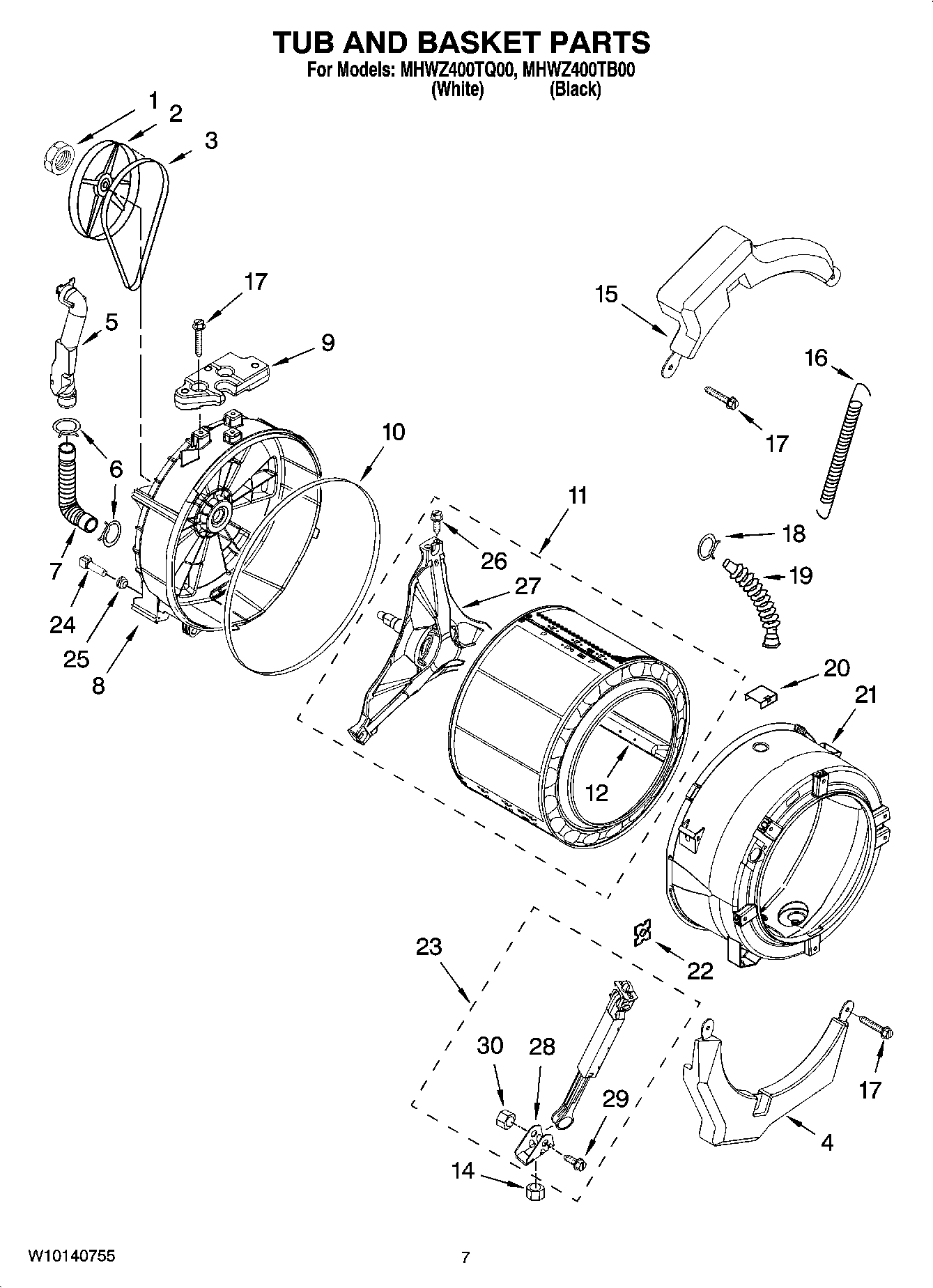 06 - TUB AND BASKET PARTS, OPTIONAL PARTS (NOT INCLUDED)