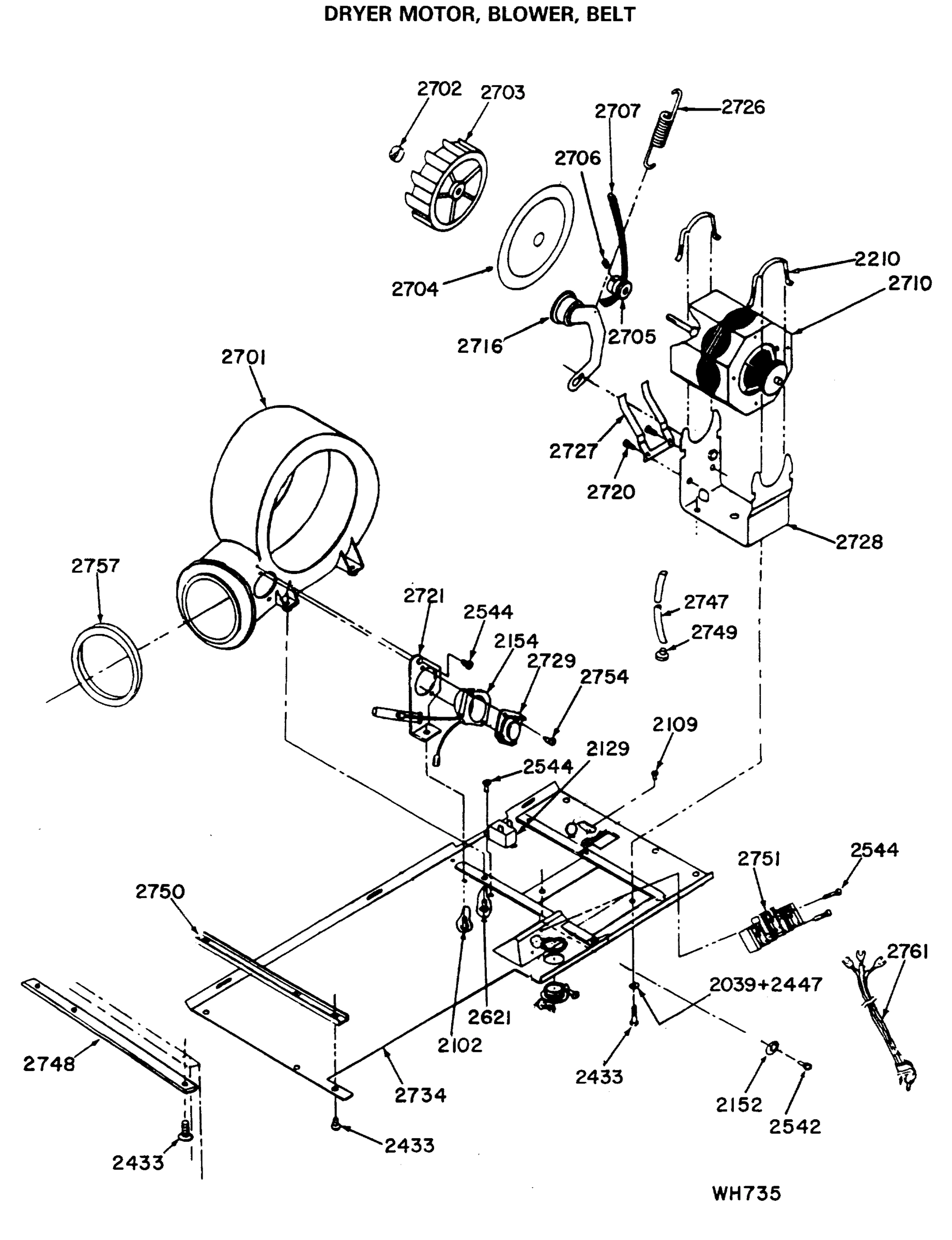 DRYER MOTOR, BLOWER, BELT