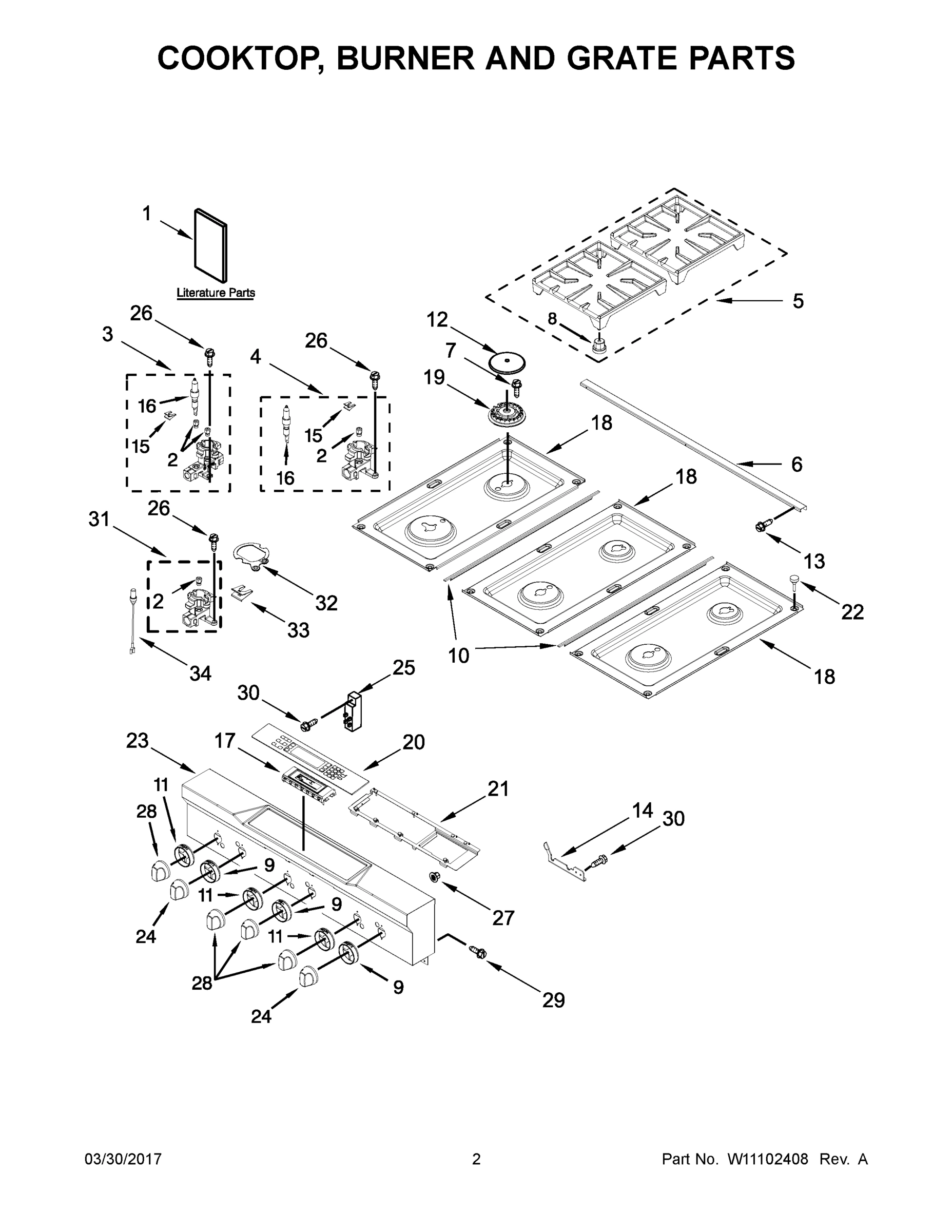 02 - COOKTOP, BURNER AND GRATE PARTS