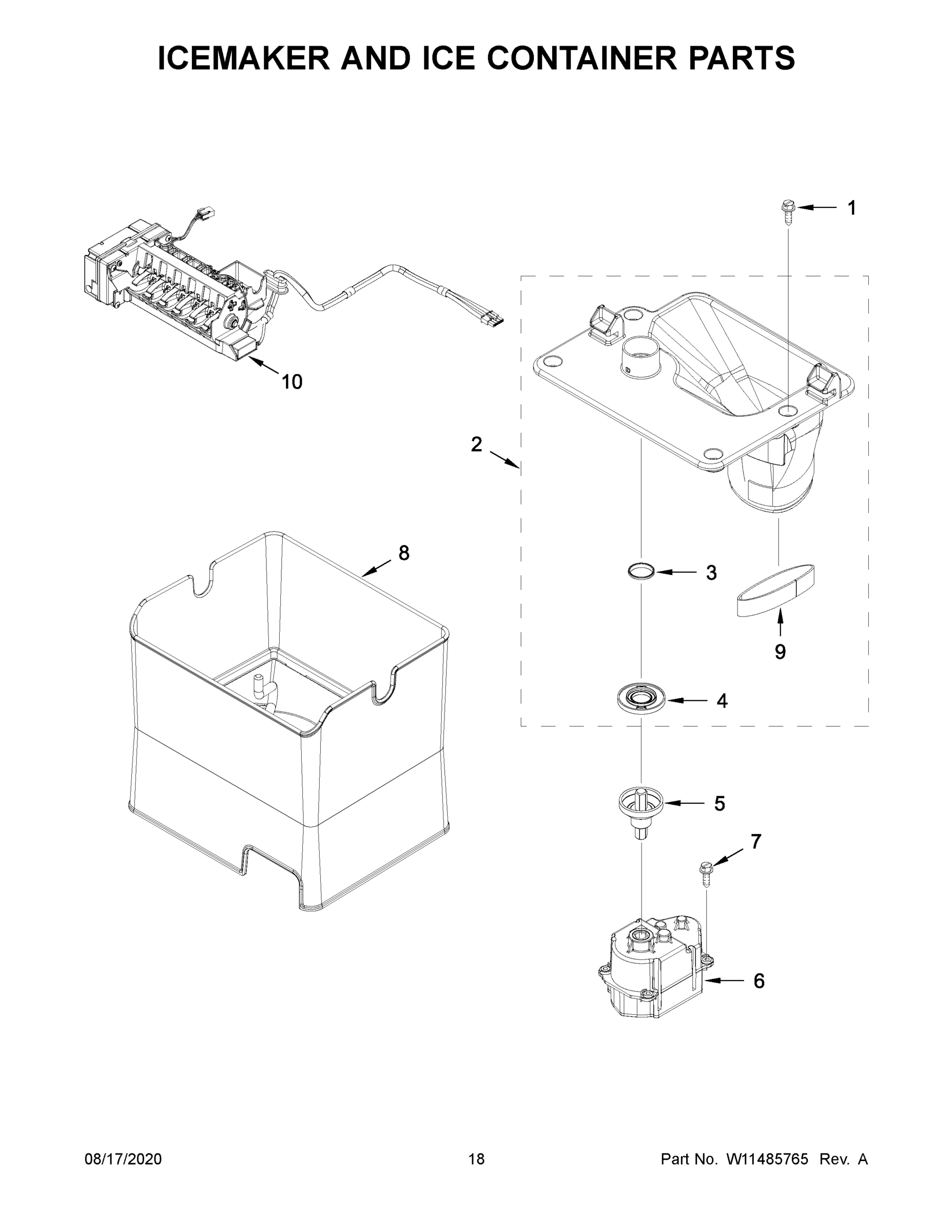 10 - ICEMAKER AND ICE CONTAINER PARTS