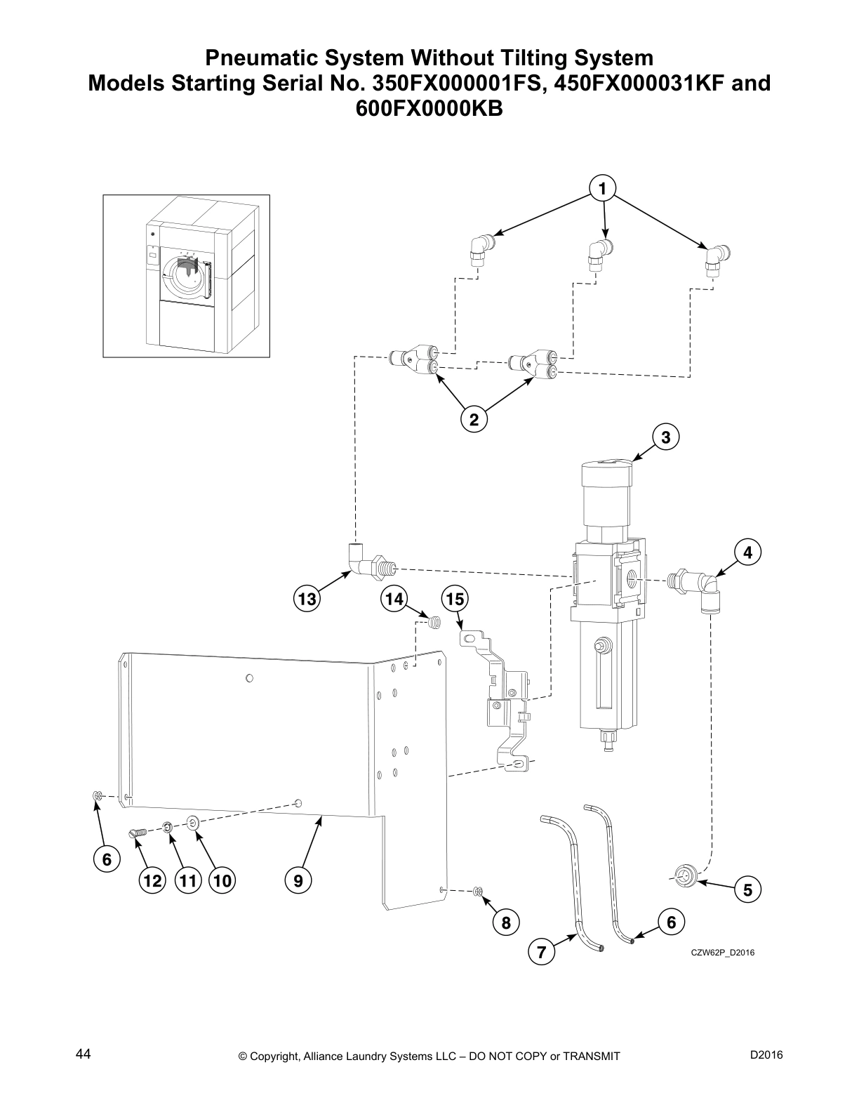 Pneumatic System Without Tilting System
Models Starting Serial No. 350FX000001FS, 450FX000031KF and
600FX0000KB