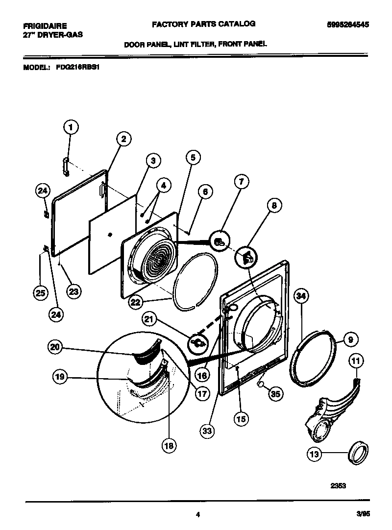 03 - DOOR PANEL, LINT FILTER, FRONT PANE