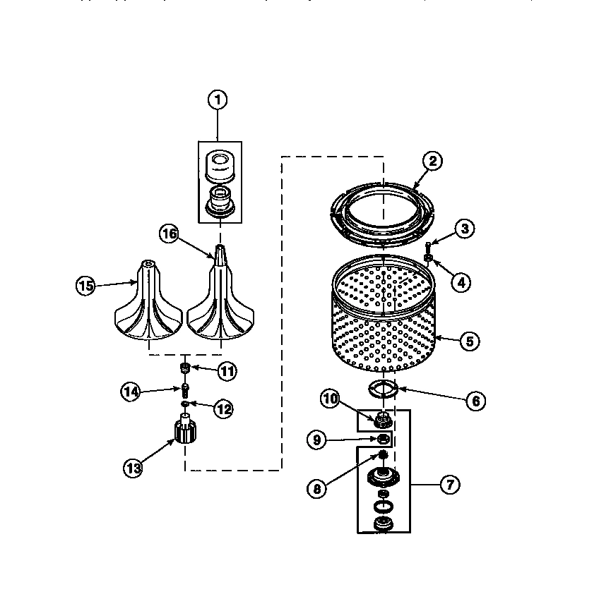 02 - AGITATOR/DRIVE BELL/SEAL KIT/TUB & HUB