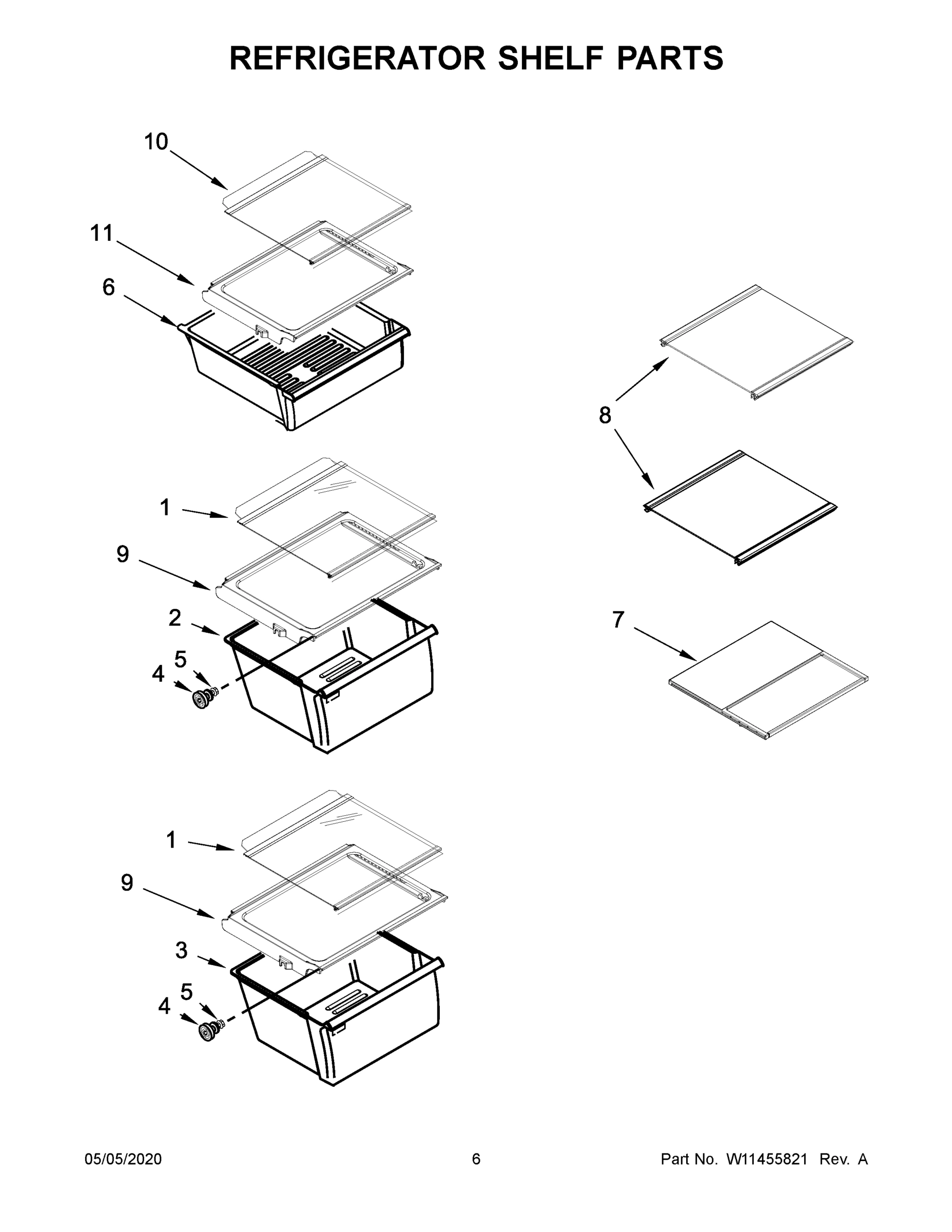 04 - REFRIGERATOR SHELF PARTS