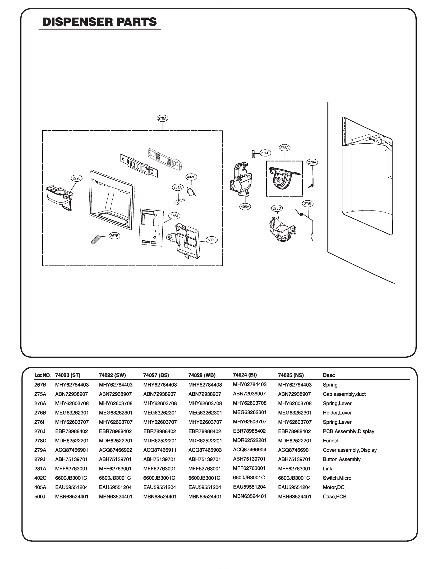 DISPENSER PARTS